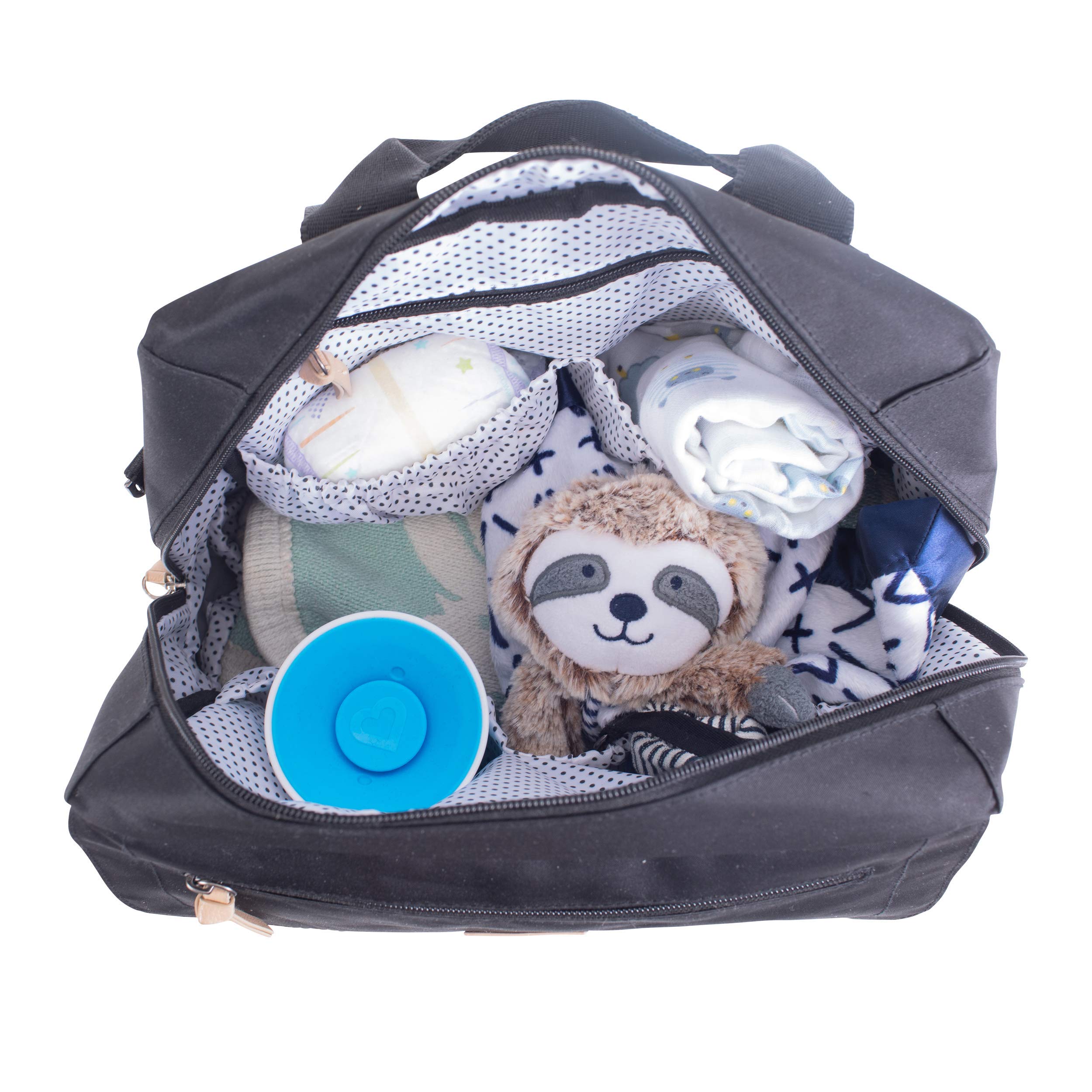 JuJuBe Convertible Diaper Bag Backpack & Messenger Bag - 4-in-1 Multi-Functional Baby Travel Bundle with Insulated Bottle Pockets & Changing Pad | Durable, Stylish & Spacious for Moms | Perfect for Daycare, Travel & On-the-Go Parenting (Black)