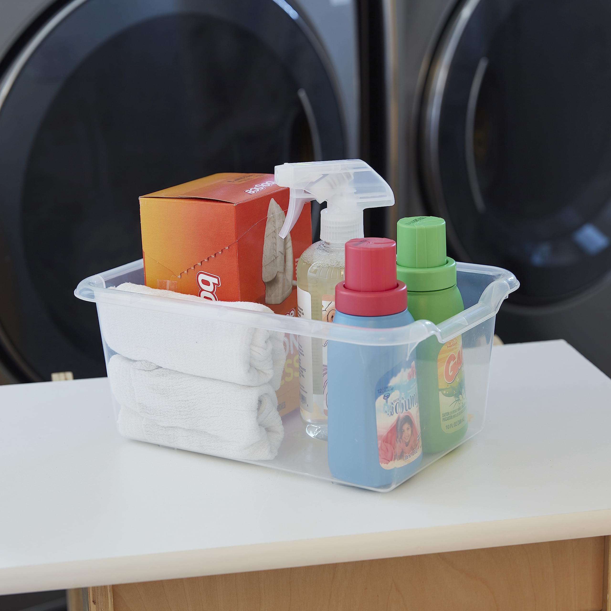 ECR4Kids Clear Scoop Front Storage Bins - 25-Piece Set for Classroom, Home & Office Organization - Multipurpose Plastic Bins for Toys, Books, Supplies & Craft Storage