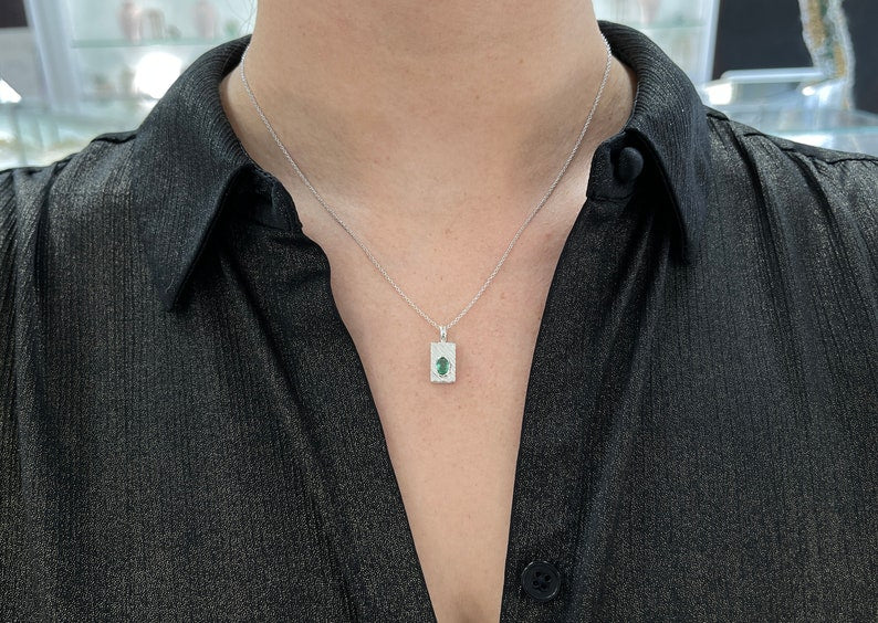 0.50ct Natural Oval Cut Emerald Solitaire Pendant Necklace - 925 Sterling Silver Bezel Set for Men & Women | Perfect for Weddings, Anniversaries & Everyday Elegance