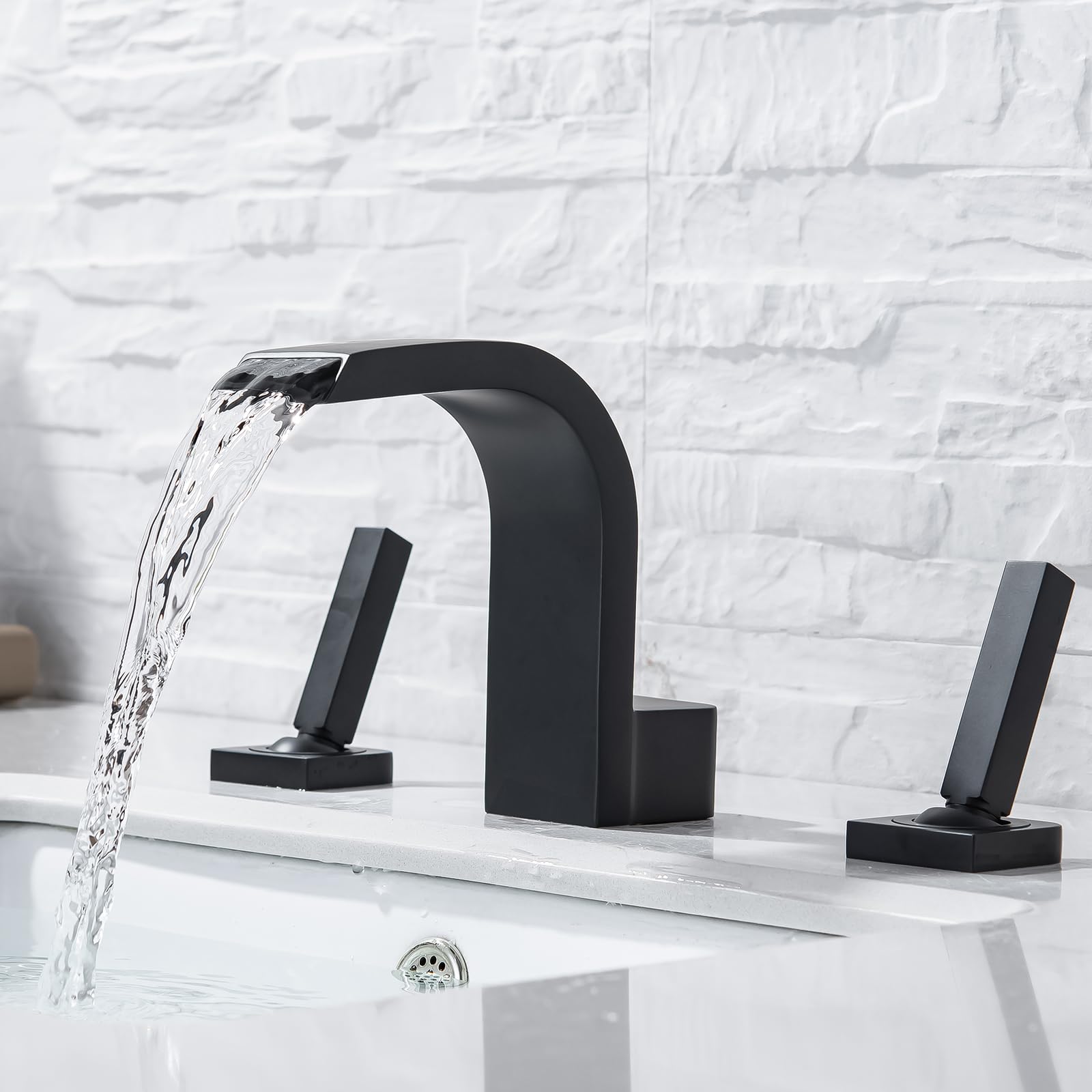 8 Inch Widespread Bathroom Faucet - Matte Black 3 Hole High Arc Basin Mixer Tap with 2 Handles for Bathroom Vanity Sink (Perfect for Modern Home Decor & Spa-Style Bathroom Renovations)