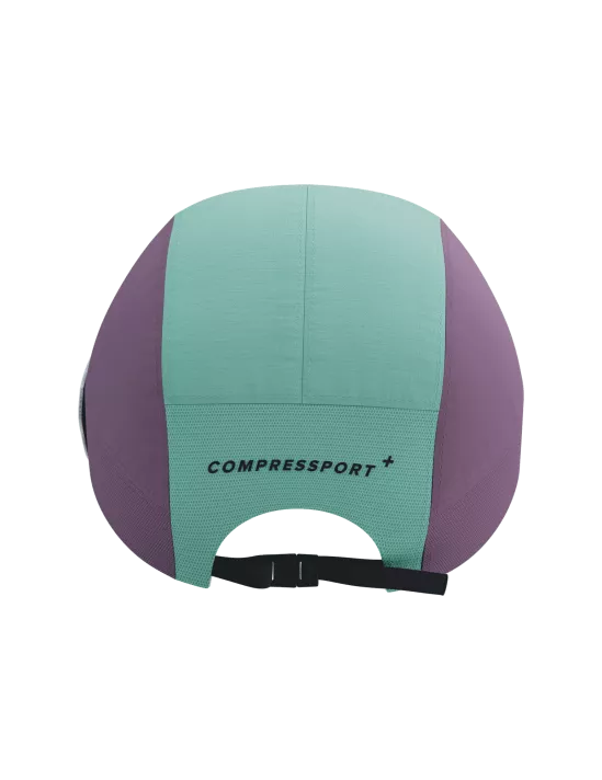 Compressport Unisex 5-Panel Lightweight Running Cap - Shell Blue/Grape - Perfect for Jogging, Hiking & Outdoor Sports