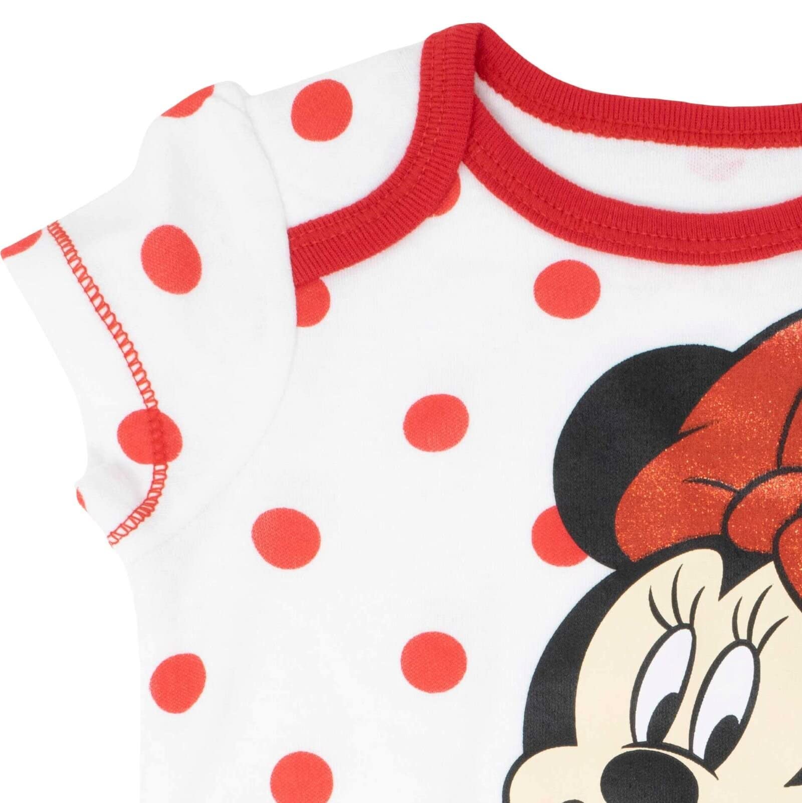 Disney Baby Girls' Minnie Mouse 5-Pack Bodysuits - Soft Cotton Onesies for Infants & Toddlers - Perfect for Playtime, Daycare & Family Outfits