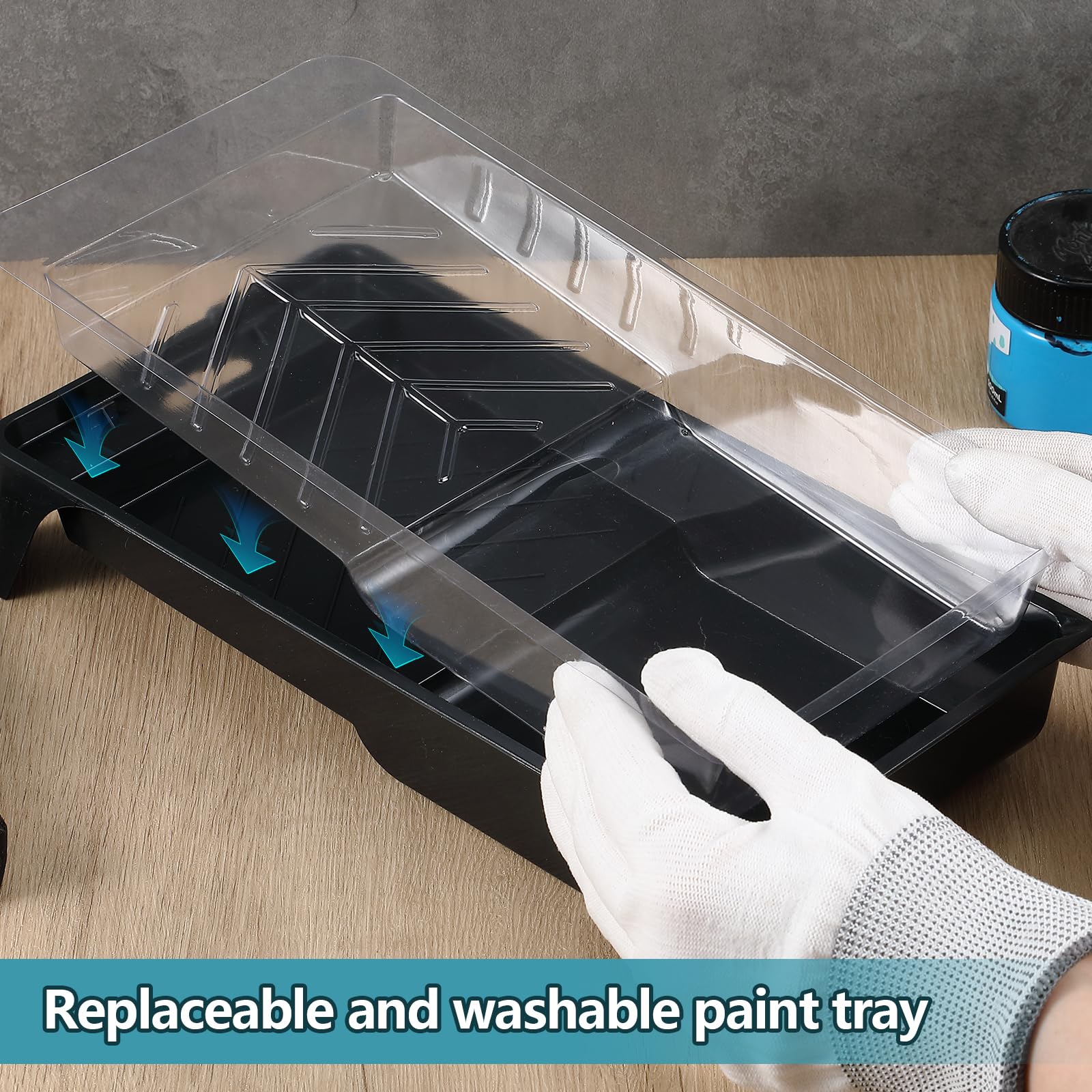 100-Pack 4-Inch Paint Tray & Liner Set - 10 Durable Plastic Paint Roller Trays with 90 Disposable Liners - Perfect for Home Painting Projects, Wall Touch-Ups, and DIY Crafts - Fits Most Standard Paint Rollers