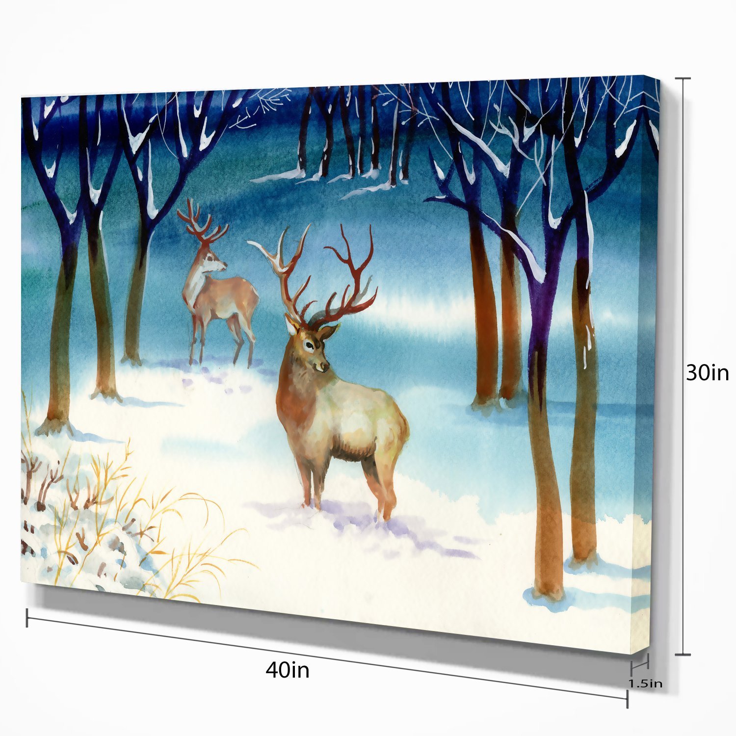 Stunning Winter Forest with Deer Landscape Canvas Wall Art Print - Perfect for Living Room, Bedroom & Office Decor