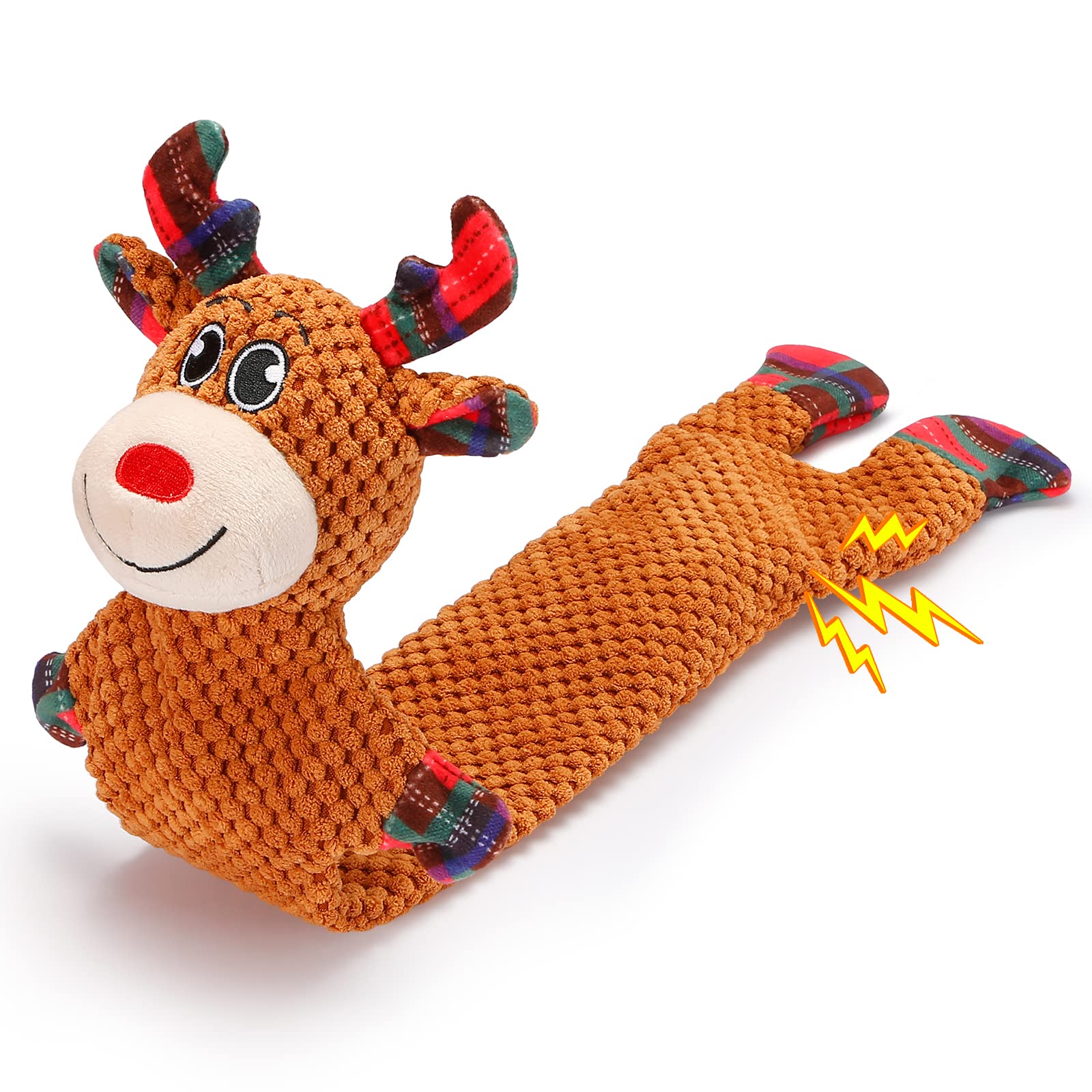 Malier Christmas Plush Reindeer Dog Toy - 22 Inch Squeaky Chew Toy for Small & Medium Dogs | Durable Interactive Pet Gift for Holidays, Playtime & Training