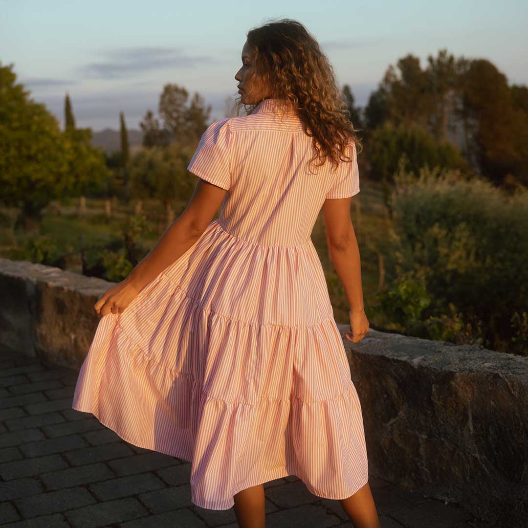Arroyo Dress - Pink Stripe Floral Summer Dress for Women | Beach Vacation, Date Night, Casual Outfit