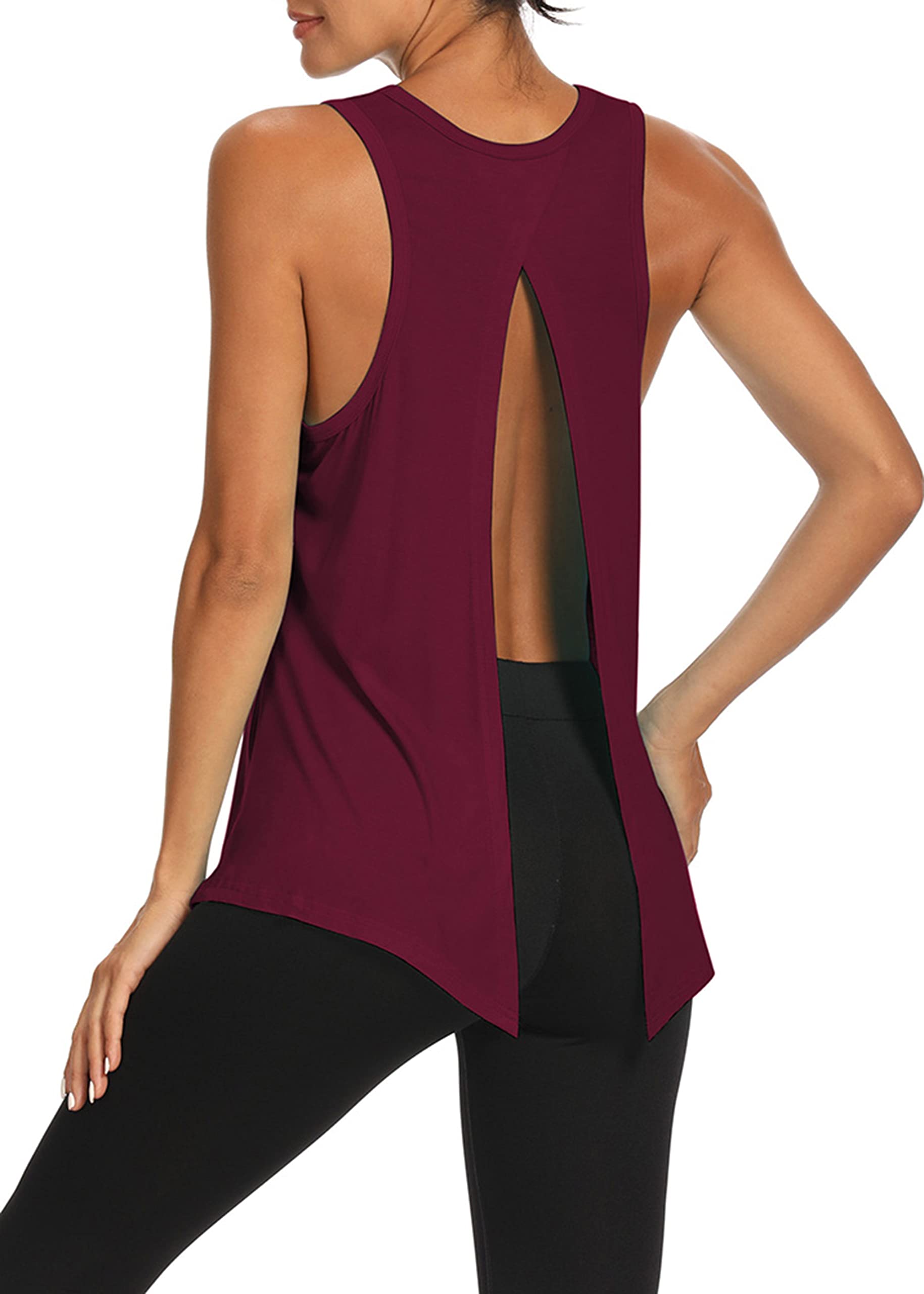 Bestisun Women's Open Back Workout Tops - Gym Athletic Muscle Tank Shirts with Tie Back Design | Perfect for Yoga, Running & Fitness Training
