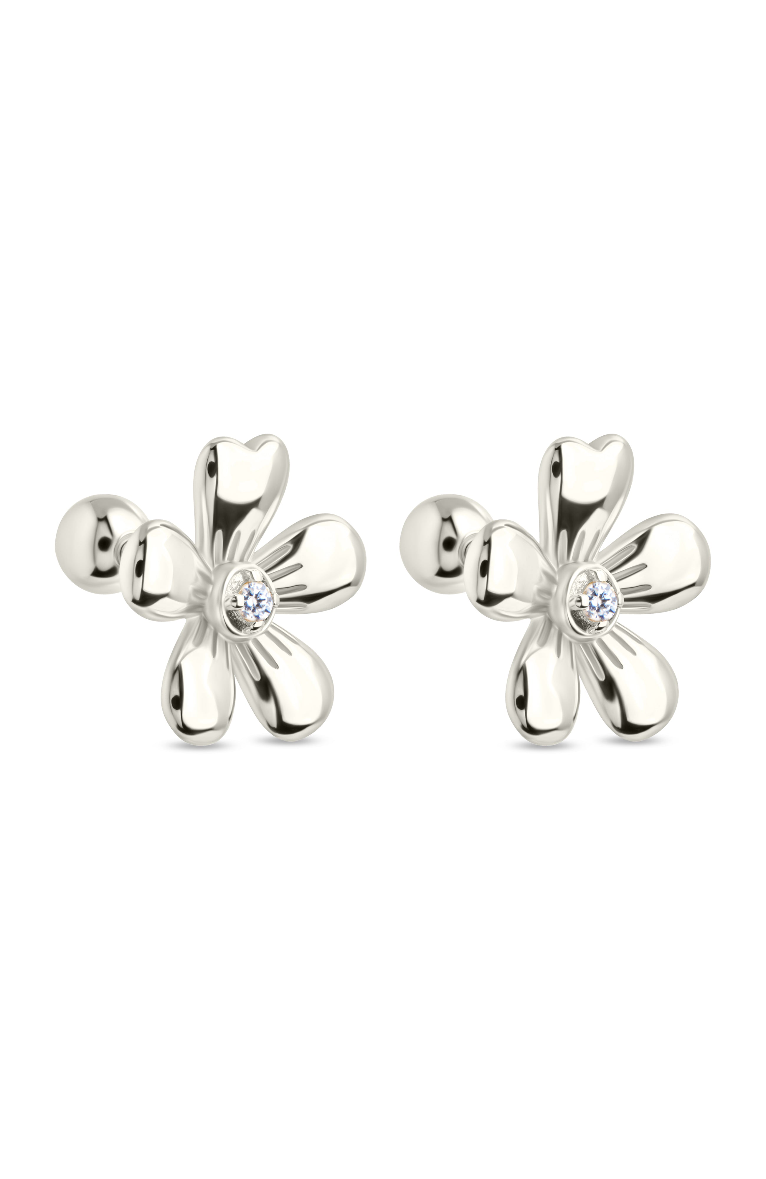Jocelyn CZ Micro Flower Stud Earrings for Women - Sparkling Cubic Zirconia Floral Earrings for Daily Wear, Gift Giving & Special Occasions