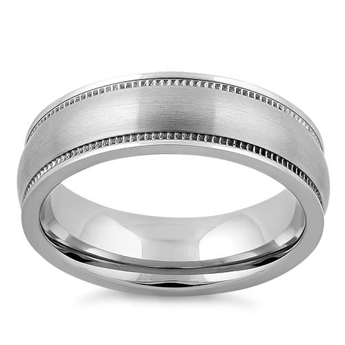 Stainless Steel Coin Edge Satin Finish Band Ring for Men & Women - Minimalist Wedding, Engagement, or Everyday Jewelry