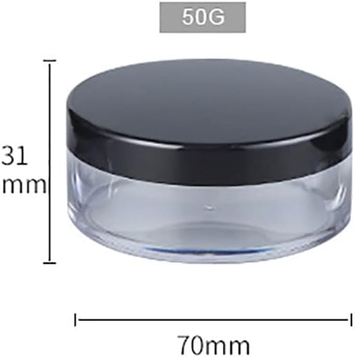 2 Pack Black 50g Empty Plastic Loose Powder Containers - Refillable Cosmetic Powder Jars for Makeup, Travel-Friendly Face Powder Storage Case | Perfect for Travel, Home & Professional Makeup Kits
