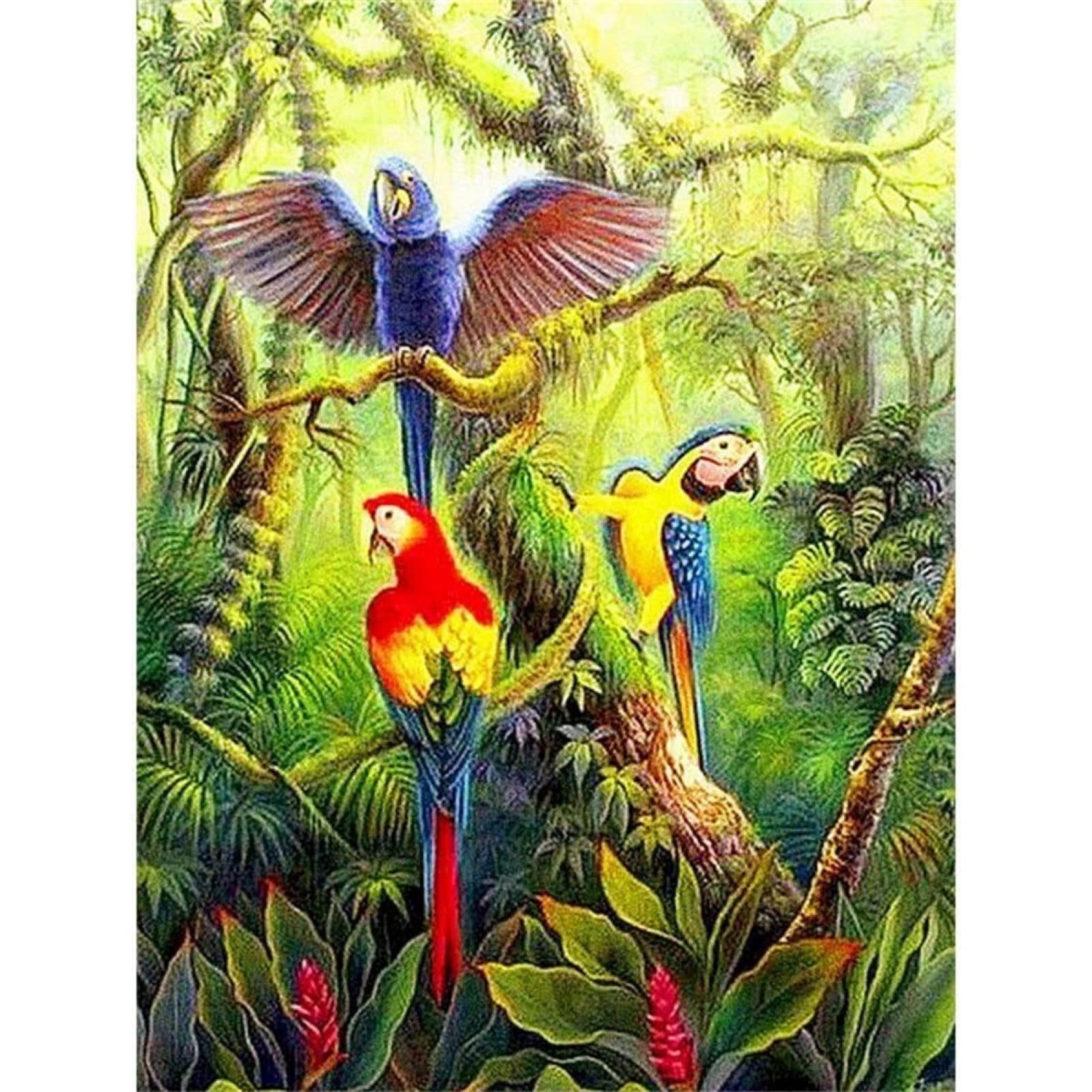 5D Diamond Painting Kit for Adults - Fantasy Forest Parrot DIY Full Drill Diamond Art, Rhinestone Cross Stitch Mosaic Craft (80x120cm) - Wall Decor, Home Decoration, Relaxing Creative Gift for Women & Men