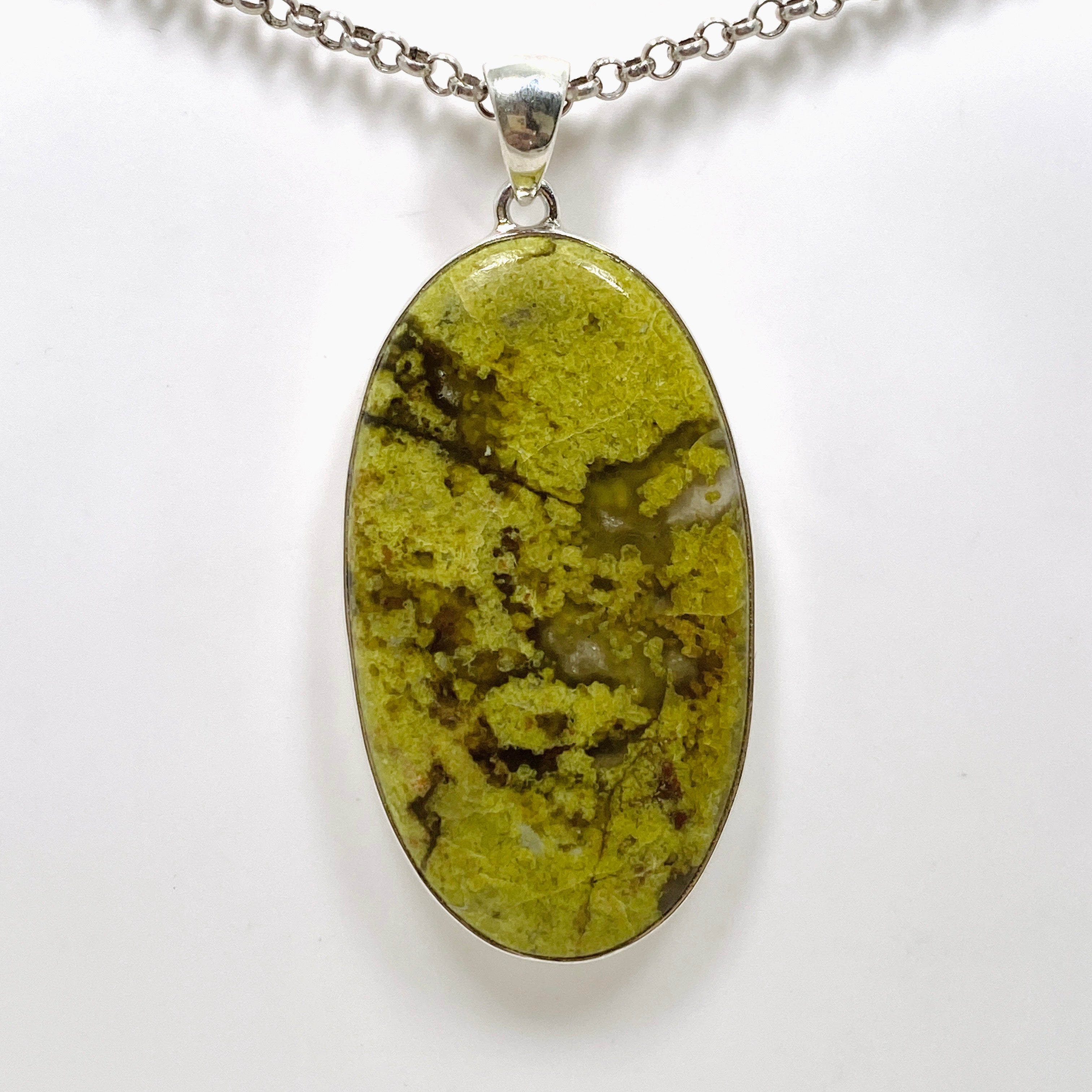Natural Green Opal (Madagascar) Oval Cabochon Pendant Necklace KPGJ4660 - Perfect for Jewelry Making, Gift Giving & Spiritual Healing