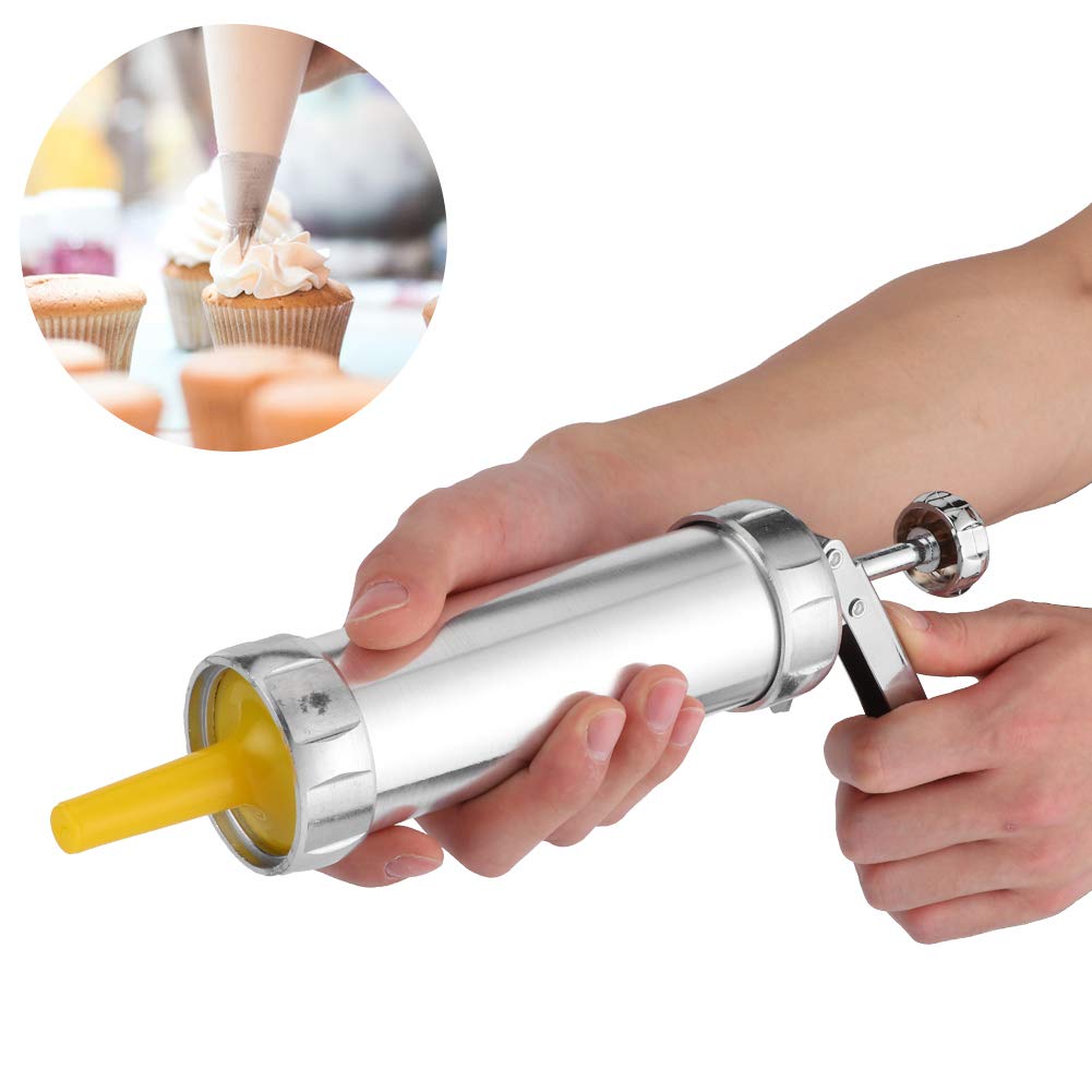 Premium Stainless Steel Cookie Press Maker Kit - 20 Decorative Stencil Discs & 4 Nozzles for Baking, DIY & Cake Decorating (5.51x8.27x2.17in) - Perfect for Holiday Cookies, Wedding Favors & Home Baking Gifts