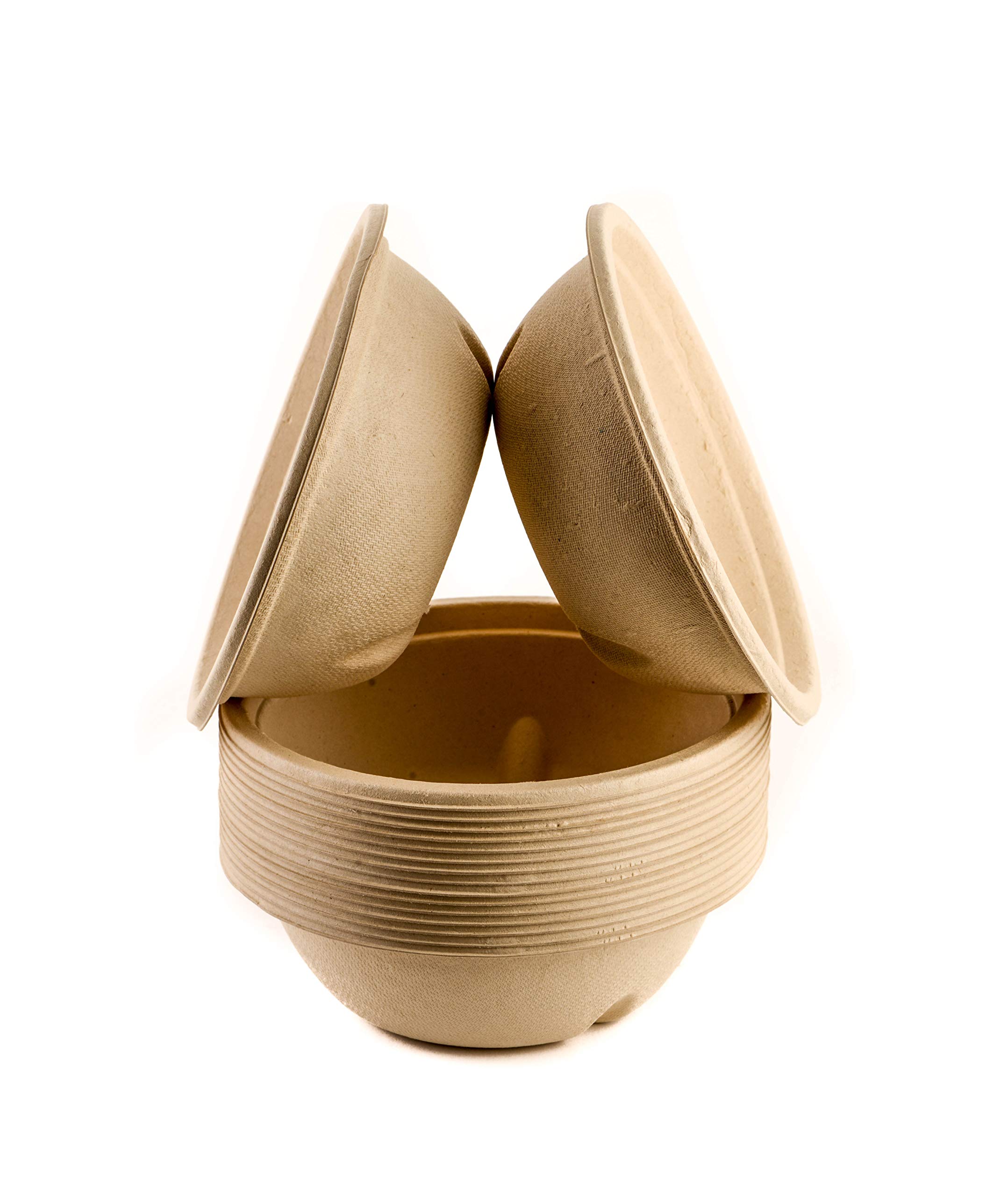 EcoQuality 24oz Round Deep Disposable Bowls [375 Pack] - 100% Biodegradable Sugarcane Bagasse Bamboo Fiber Bowls | Sturdy Compostable Eco-Friendly Plastic-Free Alternative | Perfect for Parties, Picnics, Catering & Takeout
