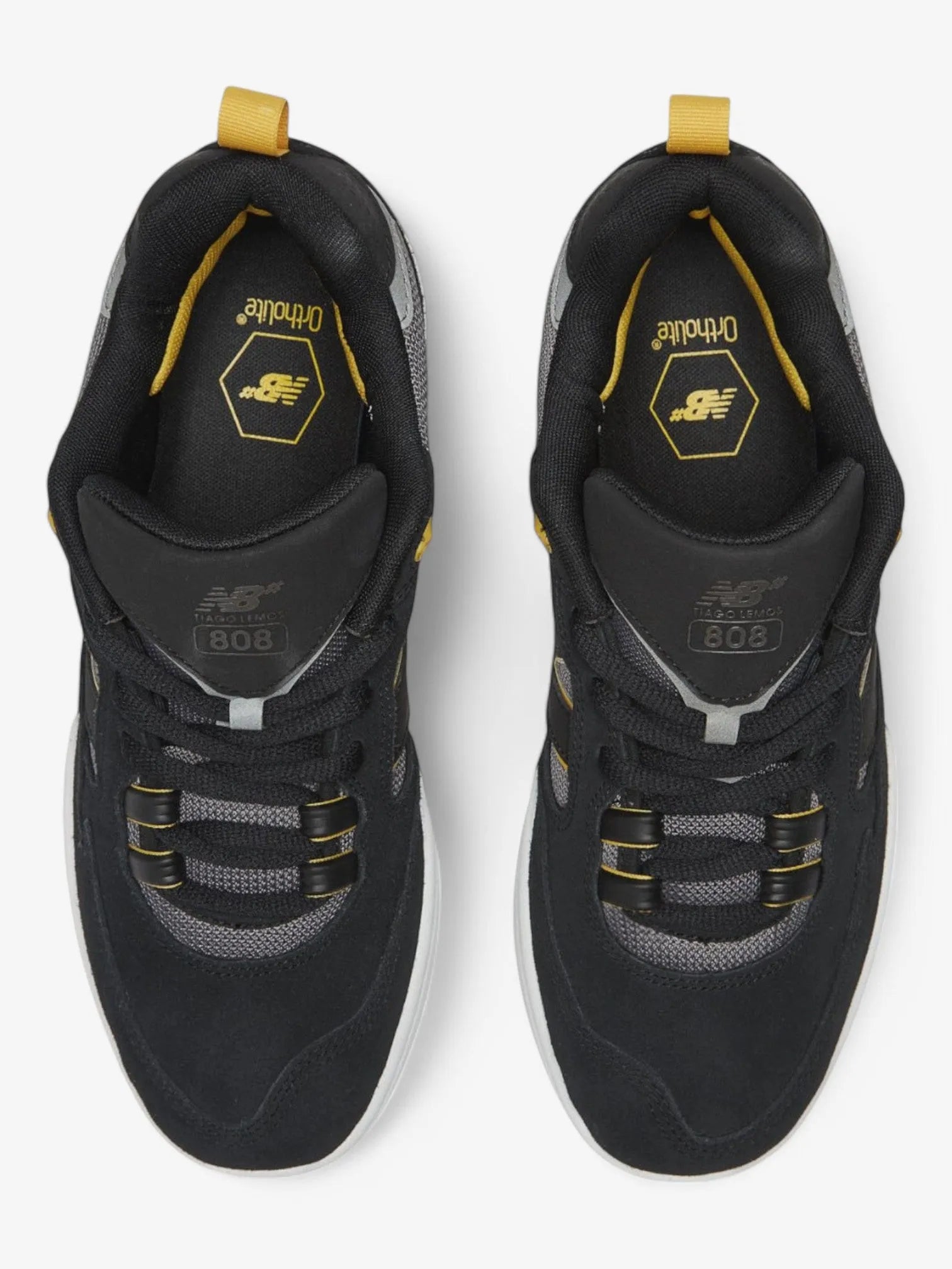 New Balance Numeric 808 Tiago Lemos Skate Shoes - Black, Gray & Yellow - High-Performance Skateboarding Sneakers for Street & Park Skating