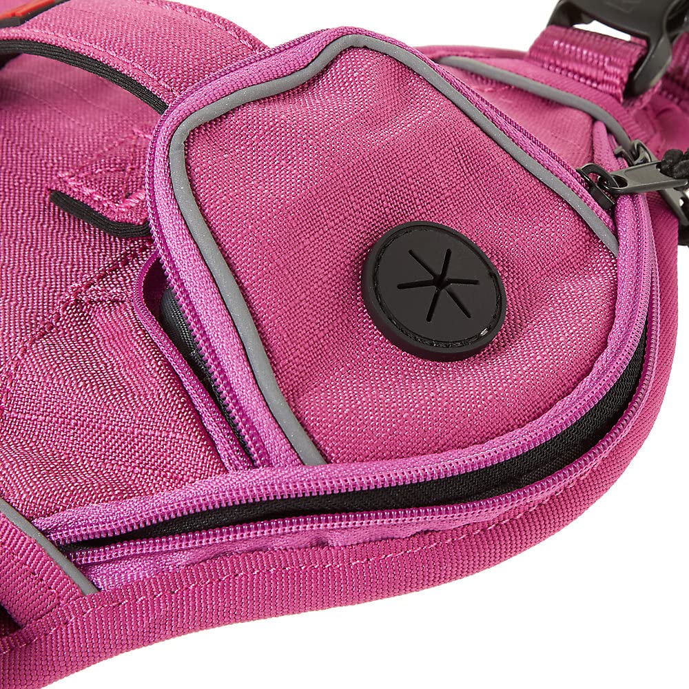 KONG Ultra Durable Dog Waste Bag Harness - Large Pink Hands-Free Poop Bag Holder for Walking, Hiking & Outdoor Activities with Your Pet