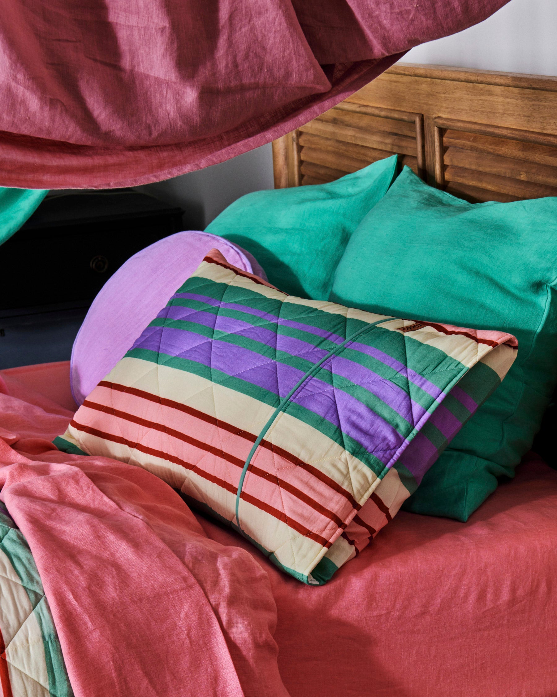 Organic Cotton Quilted Pillowcases Set of 2 - Island Delight Design - Soft Breathable Bedding for Home, Hotel & Travel Use