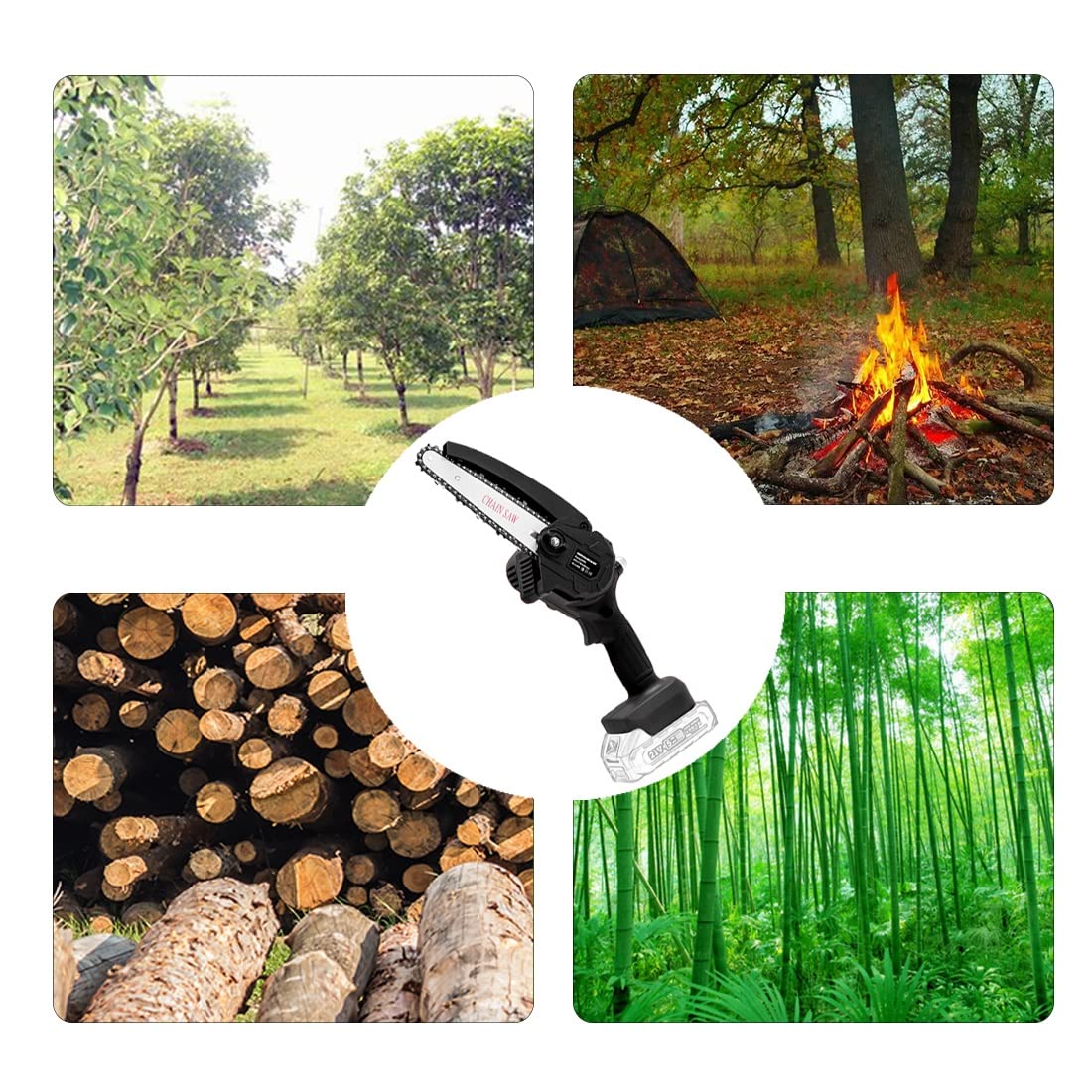 6 Inch Cordless Mini Chainsaw with Battery & Charger - Portable Electric Chain Saw for Gardening, Wood Cutting, Tree Pruning & Outdoor Camping - Lightweight & Powerful Handheld Chainsaw for DIY & Home Use