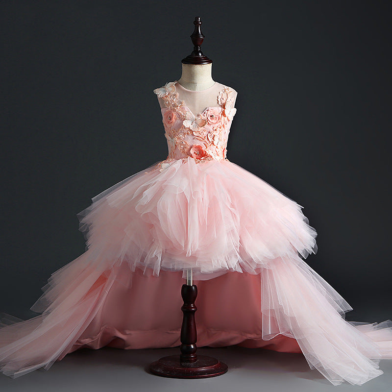 First Communion Dress for Girls - Elegant Lace Bow Sleeveless Pageant Gown | Formal Princess Dress for Church Ceremonies, Baptisms & Special Occasions
