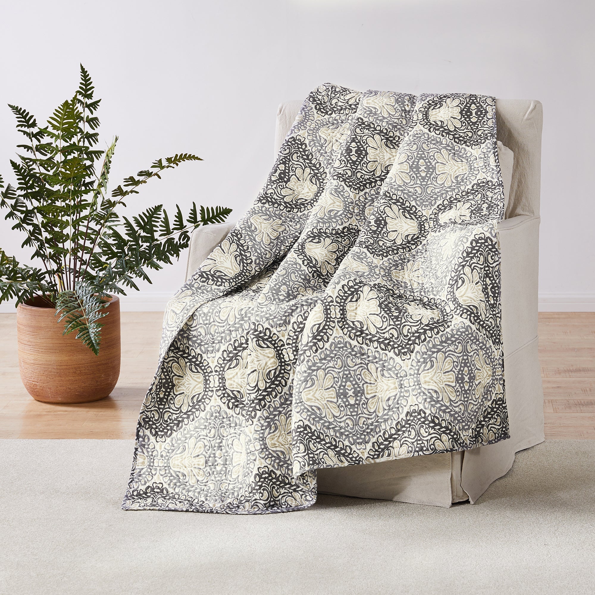 Cozy Trevino Quilted Throw Blanket - Soft Lightweight Decorative Couch Throw for Living Room, Bed, Sofa - Perfect for Winter, Gifts & Home Decor