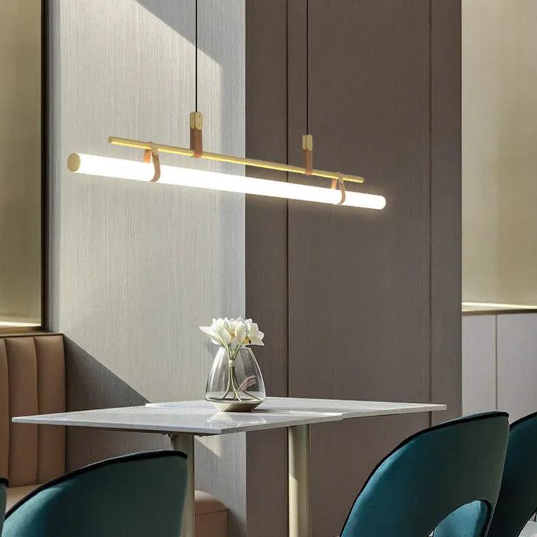 Modern Tubular Metal LED Pendant Light for Dining Room - Adjustable Hanging Fixture with Warm White Light, Perfect for Kitchen Island, Breakfast Nook & Restaurant Decor