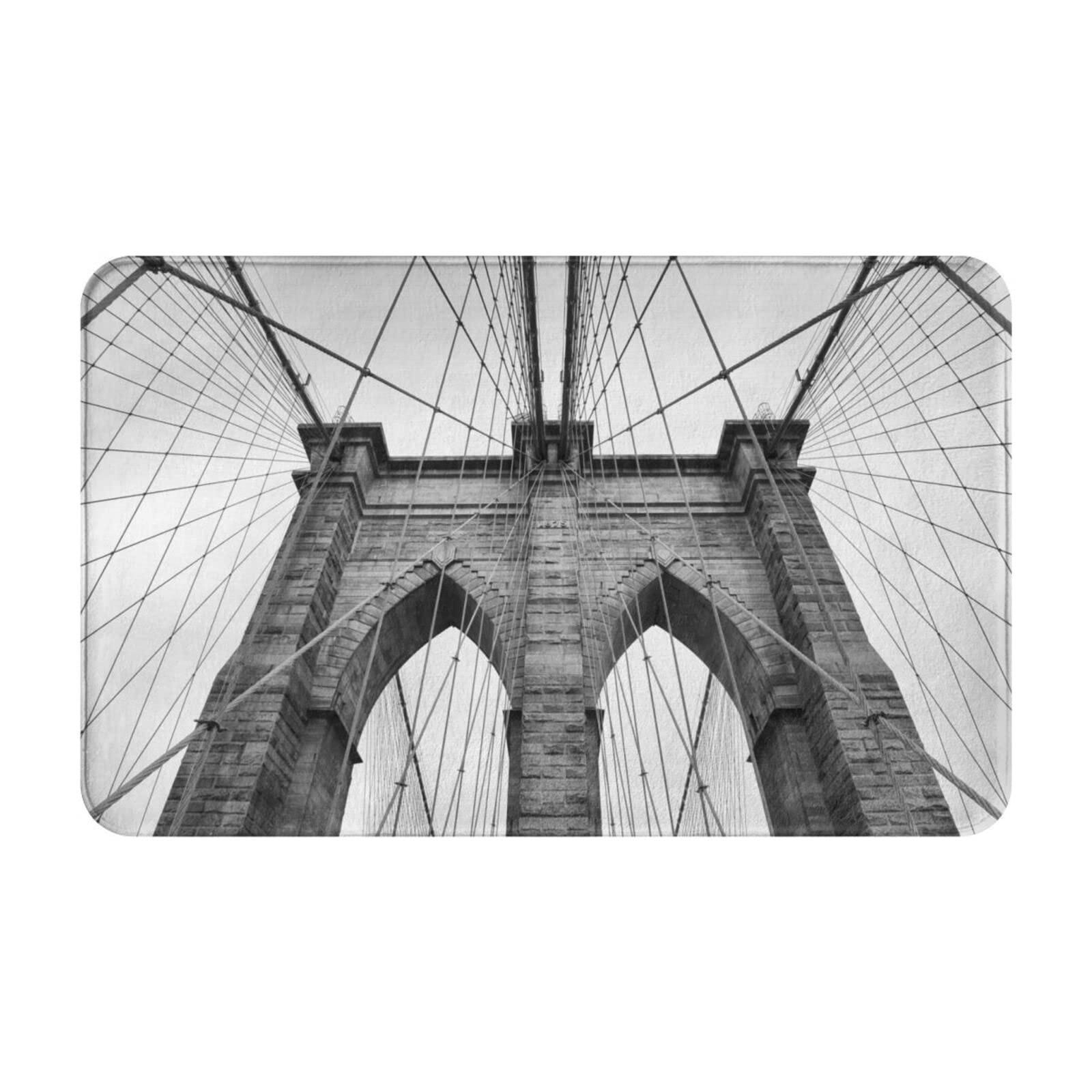 Non-Slip Brooklyn Bridge Printed Bath Mat – Ultra Absorbent Bathroom Rug & Door Mat, 19.5