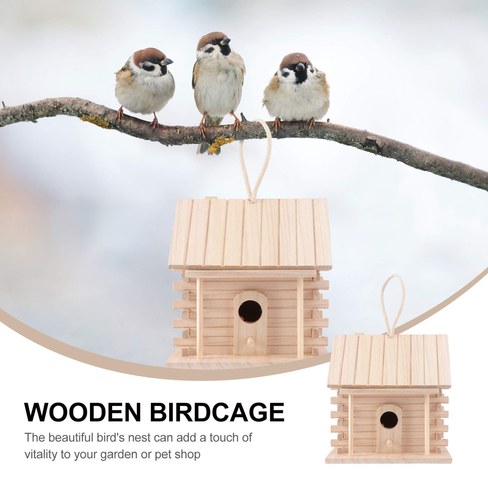 VOSAREA Handmade Wooden Bird House - Outdoor Hanging Decorative Nest Box for Garden, Patio & Backyard | Attracts Wild Birds, Perfect for Bird Watching & Nature Decor