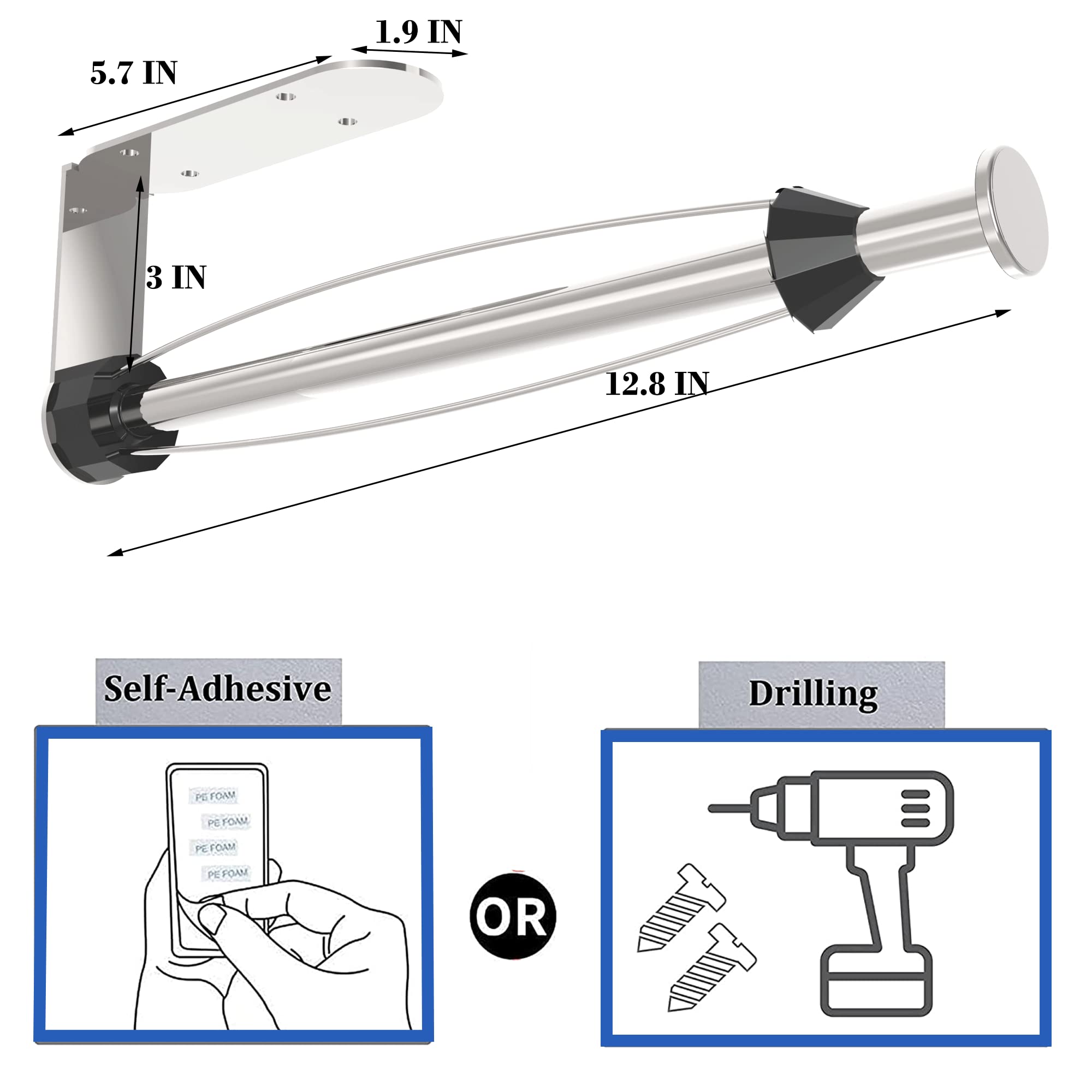 Under Cabinet Paper Towel Holder - Self Adhesive Stainless Steel Kitchen Towel Rack with Damping, Brushed Nickel Finish, Corrosion & Rust Resistant - Perfect for Kitchen Countertop, Bathroom, Office & RV Use
