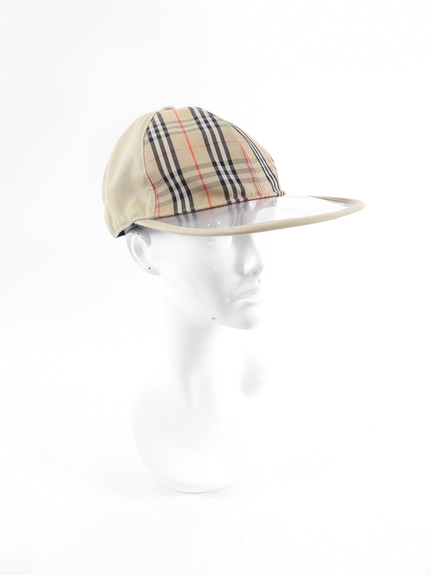 Burberry Cotton Check Hat with Clear PVC Visor - Stylish Unisex Fashion Accessory for Outdoor Activities, Travel & Streetwear