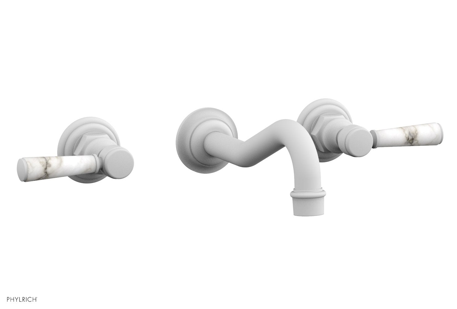 HENRI Wall Lavatory Set - White Marble Lever Handles 161 13 | Modern Bathroom Faucet & Sink Handle Set | Perfect for Bathroom Renovation & Luxury Home Decor