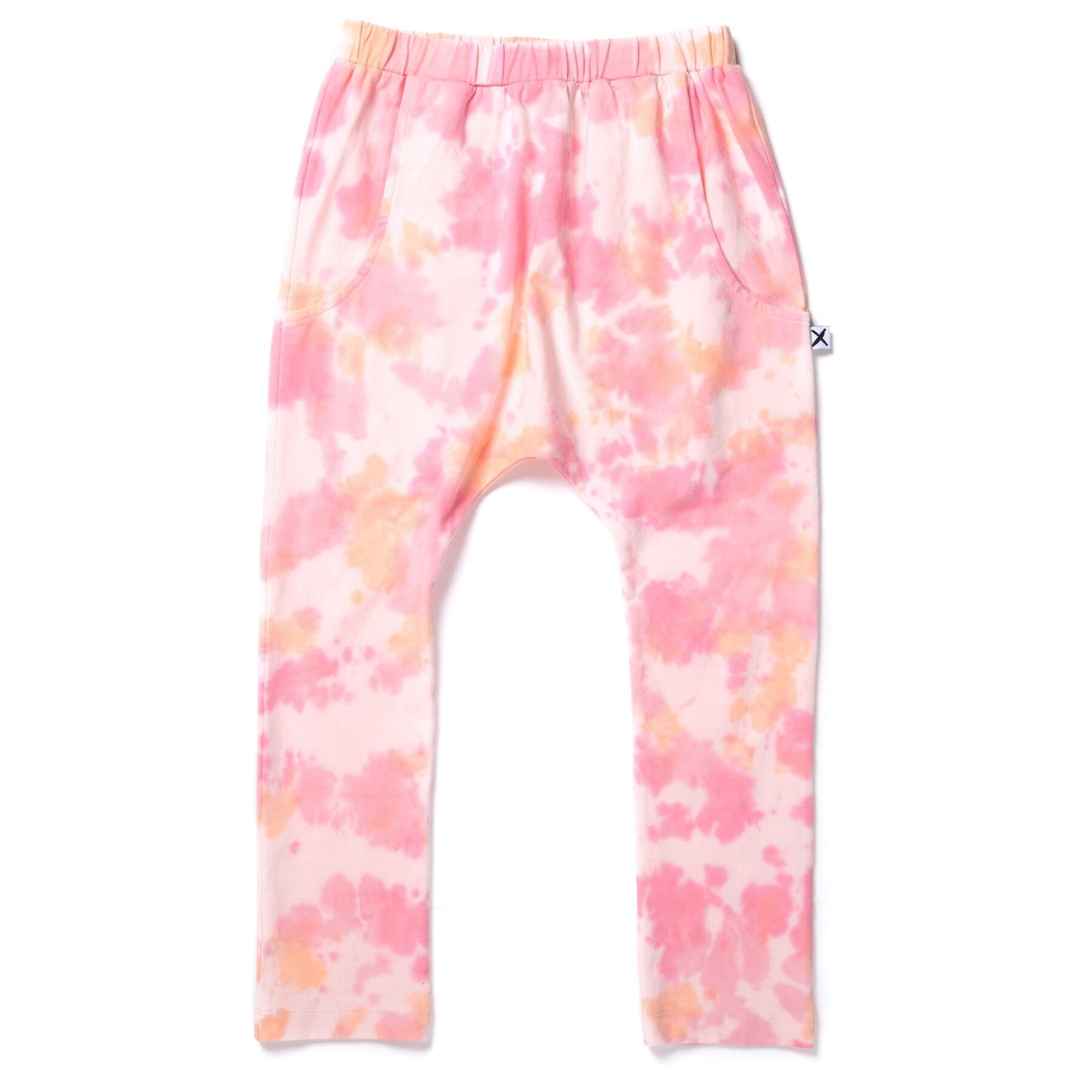 Minti Wham Trackie Tights - Pink & Orange Tie Dye Yoga Pants for Women | High Waisted Workout Leggings for Running, Gym & Lounge Wear