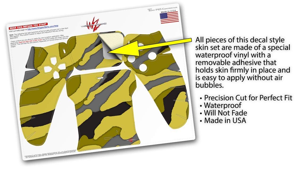 PS5 DualSense Controller Skin Wrap - Camouflage Yellow for Gaming Protection
