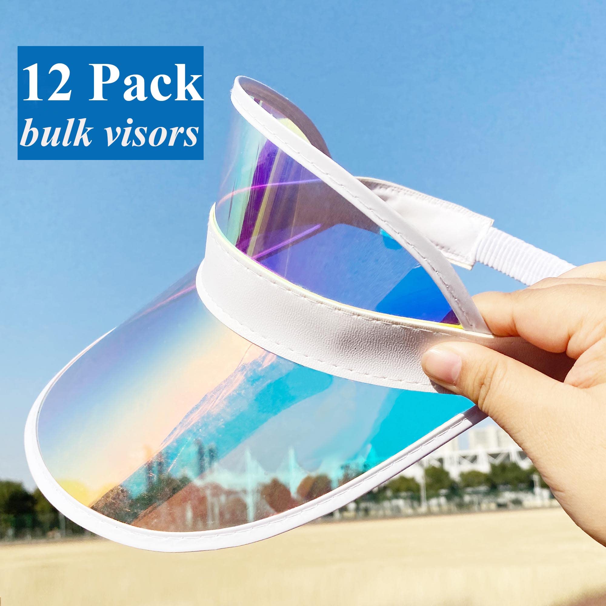 12 Pack Women's UV Protection Sun Visor Hats - Breathable Outdoor Golf & Beach Sports Visor Caps for Sun Protection, Fashionable Party Accessories (Ideal for Golfing, Beach Trips, Hiking & Outdoor Activities)