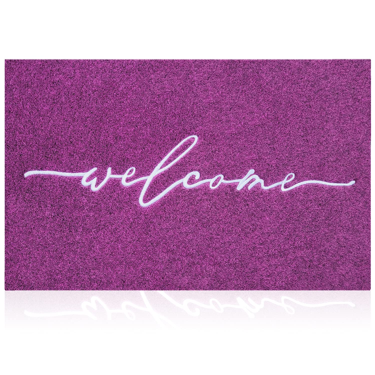 AAZZKANG Purple Outdoor/Indoor Welcome Doormat - Durable, Non-Slip Rubber Entrance Mat for Front Door, Easy to Clean & Decorative - Perfect for Home, Apartment, Office & Patio Use