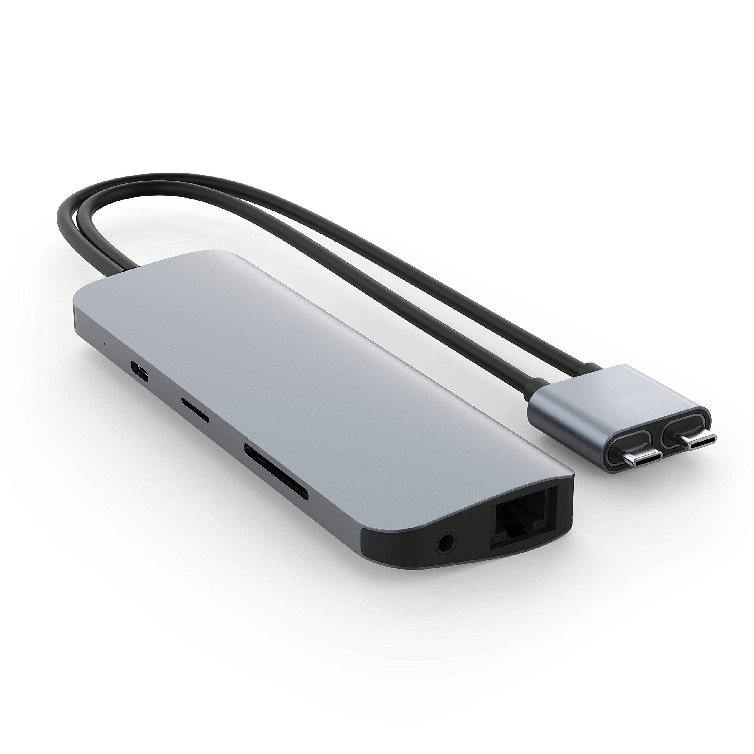 HyperDrive 10-in-2 USB C Docking Station for MacBook Pro/Air - Dual HDMI 4K@60Hz Monitor Support, 60W USB-C Power Delivery, Gigabit Ethernet, Dual USB-C Hub Adapter - Compatible with M1 MacBook, Chromebook (Gray) - Perfect for Home Office, Video Editing & Multi-Tasking