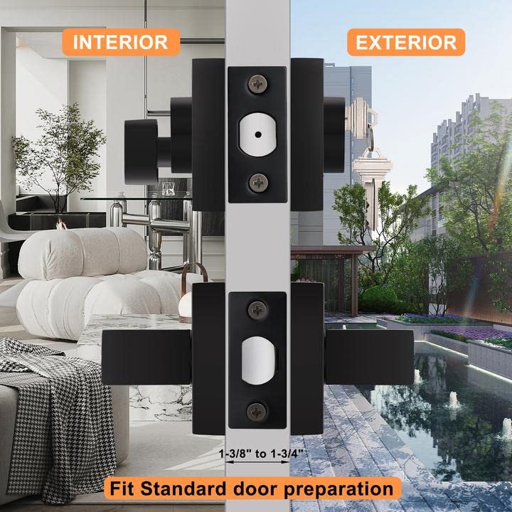 Probrico 5-Pack Flat Black Modern Square Exterior Door Lever Handleset with Single Cylinder Deadbolts Combo - Secure Entry Door Lock Set for Home, Office & Commercial Buildings | Ideal for Front Doors, Back Doors & Side Entrances