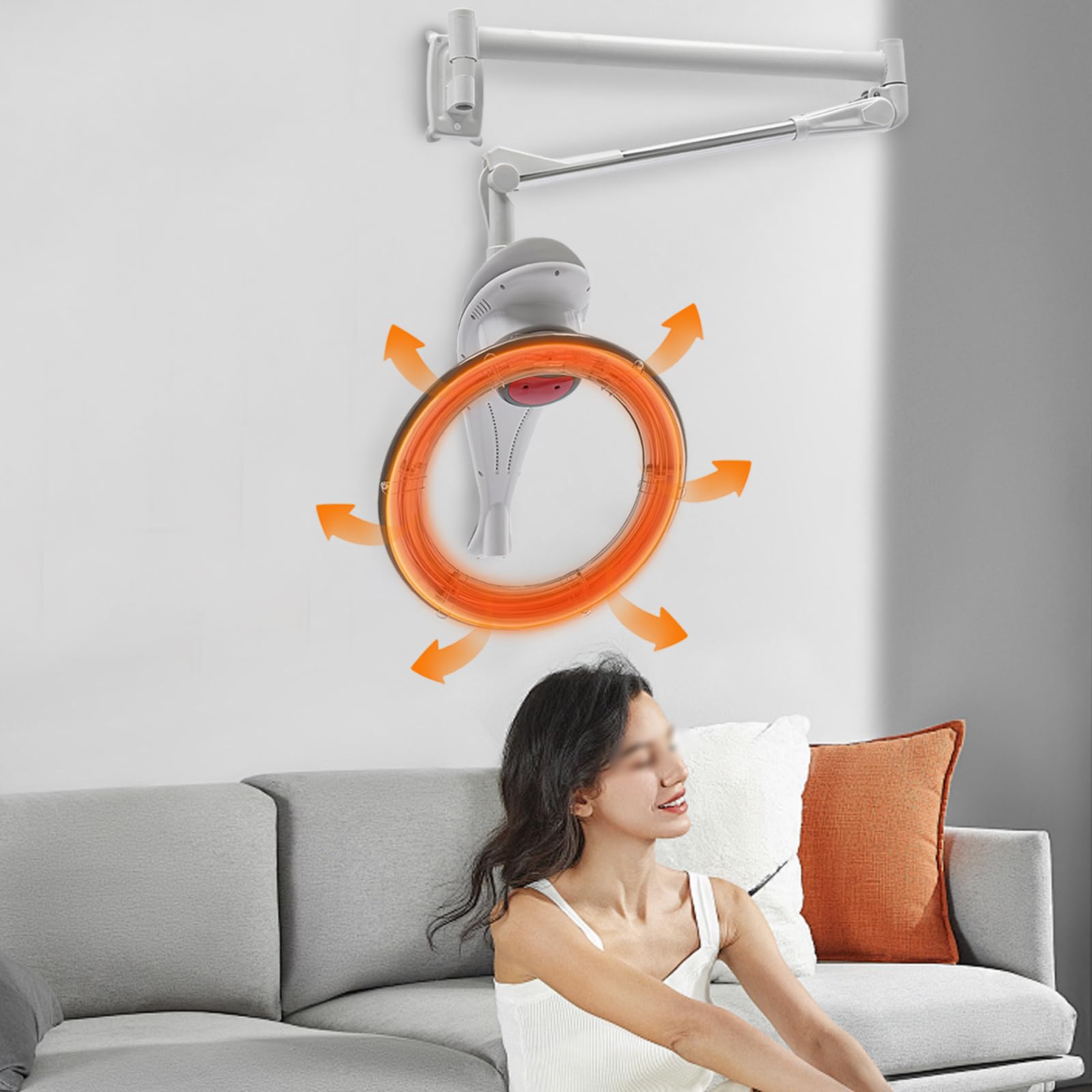 Professional Wall Mounted Orbital Rotary Hair Steamer - Adjustable Temperature Hooded Dryer for Salon & Home Use | Portable Perm Machine for Deep Conditioning Treatments | Perfect for Hair Salons, Spas & At-Home Styling (Gray)