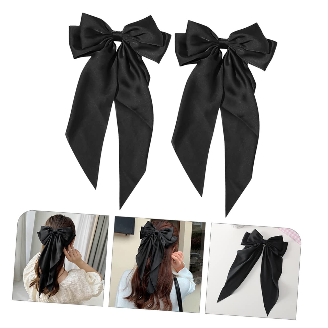 Minkissy 4 Sets Elegant Bowknot Hair Clips for Women - Large Hair Bows, Ribbon Hair Accessories (8 Pieces) - Perfect for Weddings, Parties, and Everyday Styling
