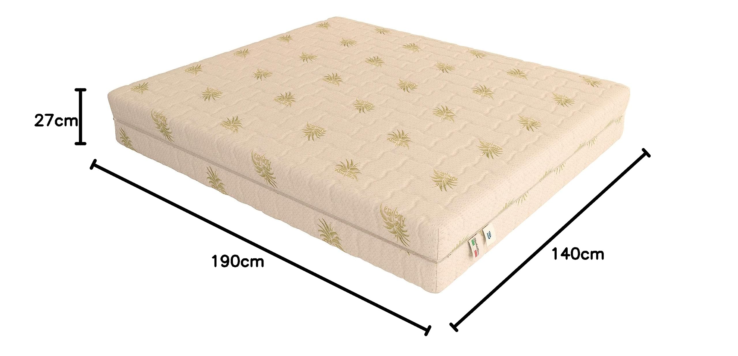 Baldiflex Emporio - 7cm French Style Memory Foam Mattress, Super Dream, 27cm Height, Removable Aloe 3D Cover, 140x190x27cm - Perfect for Bedrooms, Guest Rooms & Dormitories
