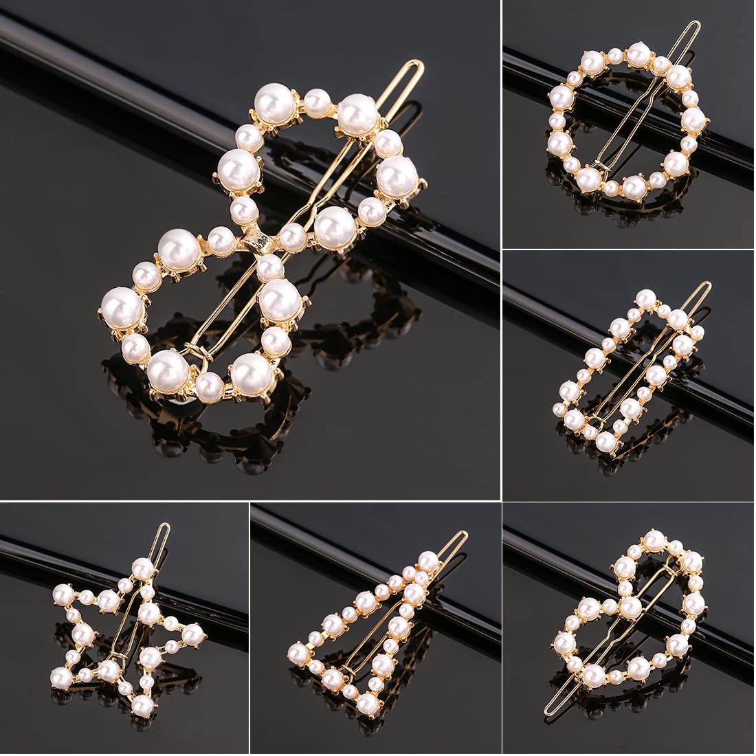 Zibuyu® 6-Piece Pearl Hair Clips for Women & Girls - French Style Barrettes, Elegant Hairpins for Side Hairstyles, Perfect Hair Accessories Gift Set for Weddings, Parties & Daily Wear