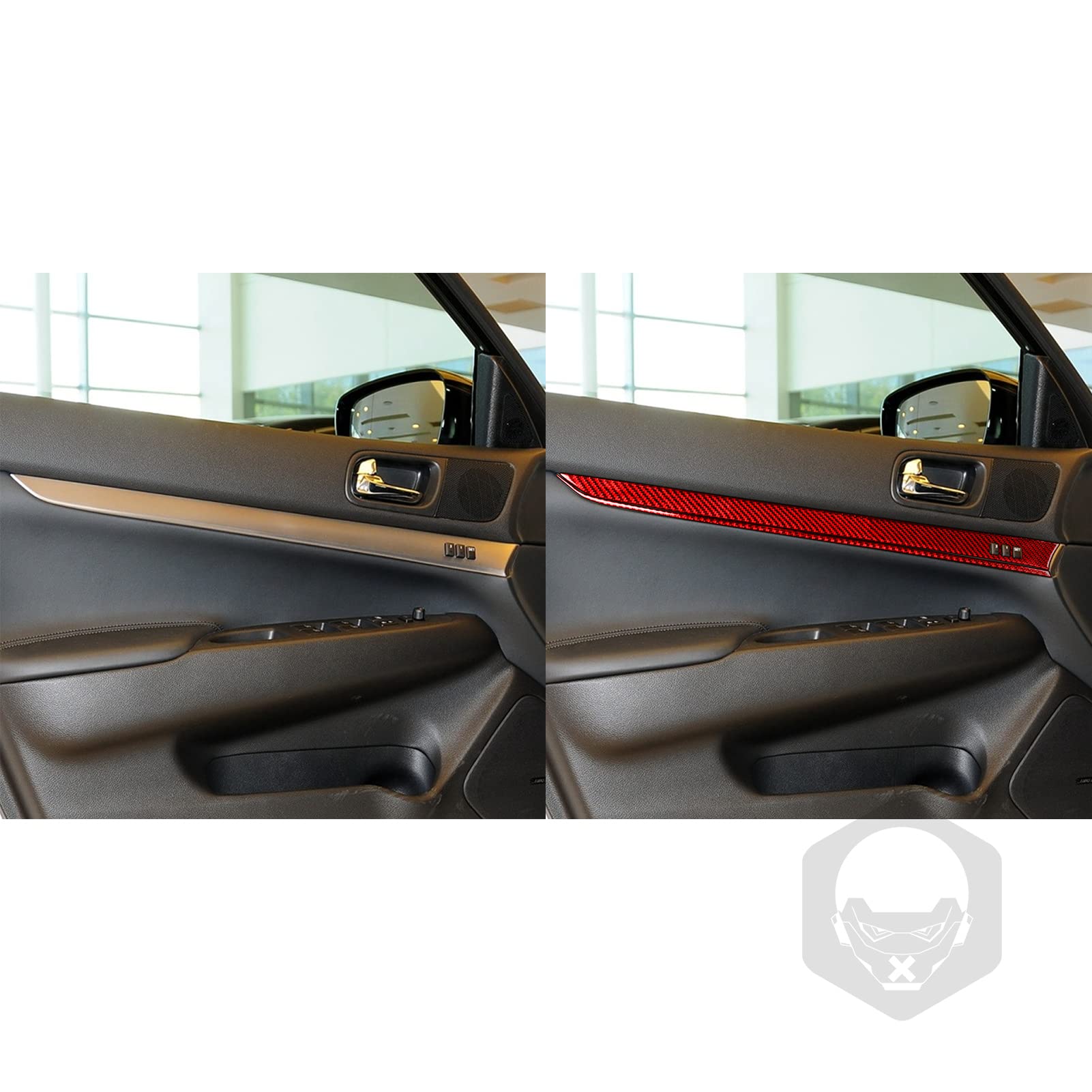 8pcs Carbon Fiber Car Door Trim Stickers for G37/Q60 2010-2015 - Red Interior Accessories for Car Customization