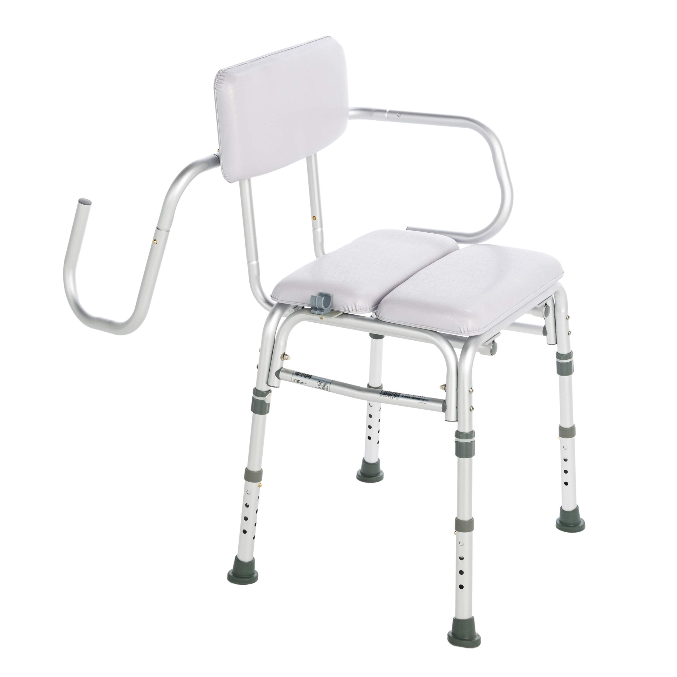 Lumex Deluxe Padded Shower Chair with Backrest & Arms - Waterproof Cushioned Seat for Comfort & Warmth - 300 lbs Capacity - White - Ideal for Elderly, Disabled & Post-Surgery Bathroom Safety