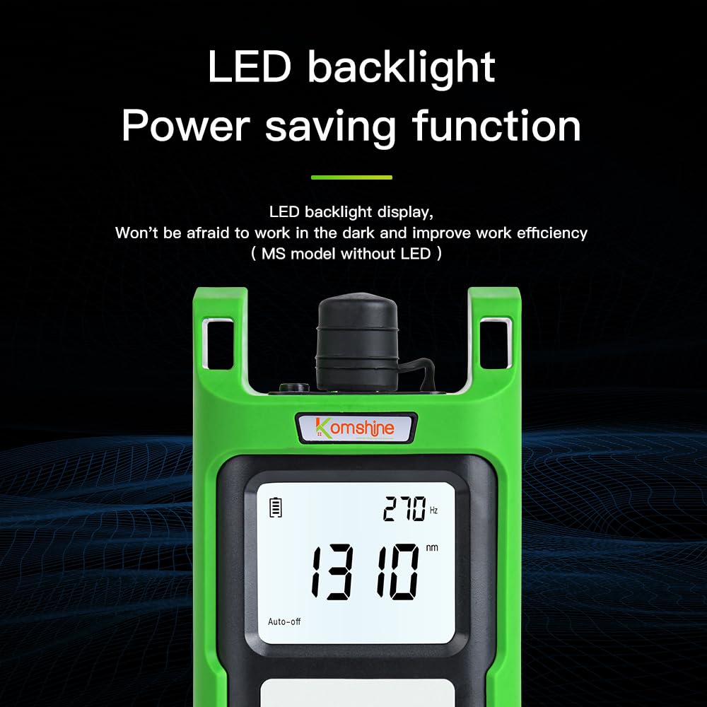 KomShine KPM-35 Fiber Optic Power Meter with 7 Wavelengths (850/980/1300/1310/1550/1625nm) & KLS-35 Single Mode Light Source (1310/1550nm) | Self-Calibration | Ideal for Telecom, Data Center & Network Maintenance