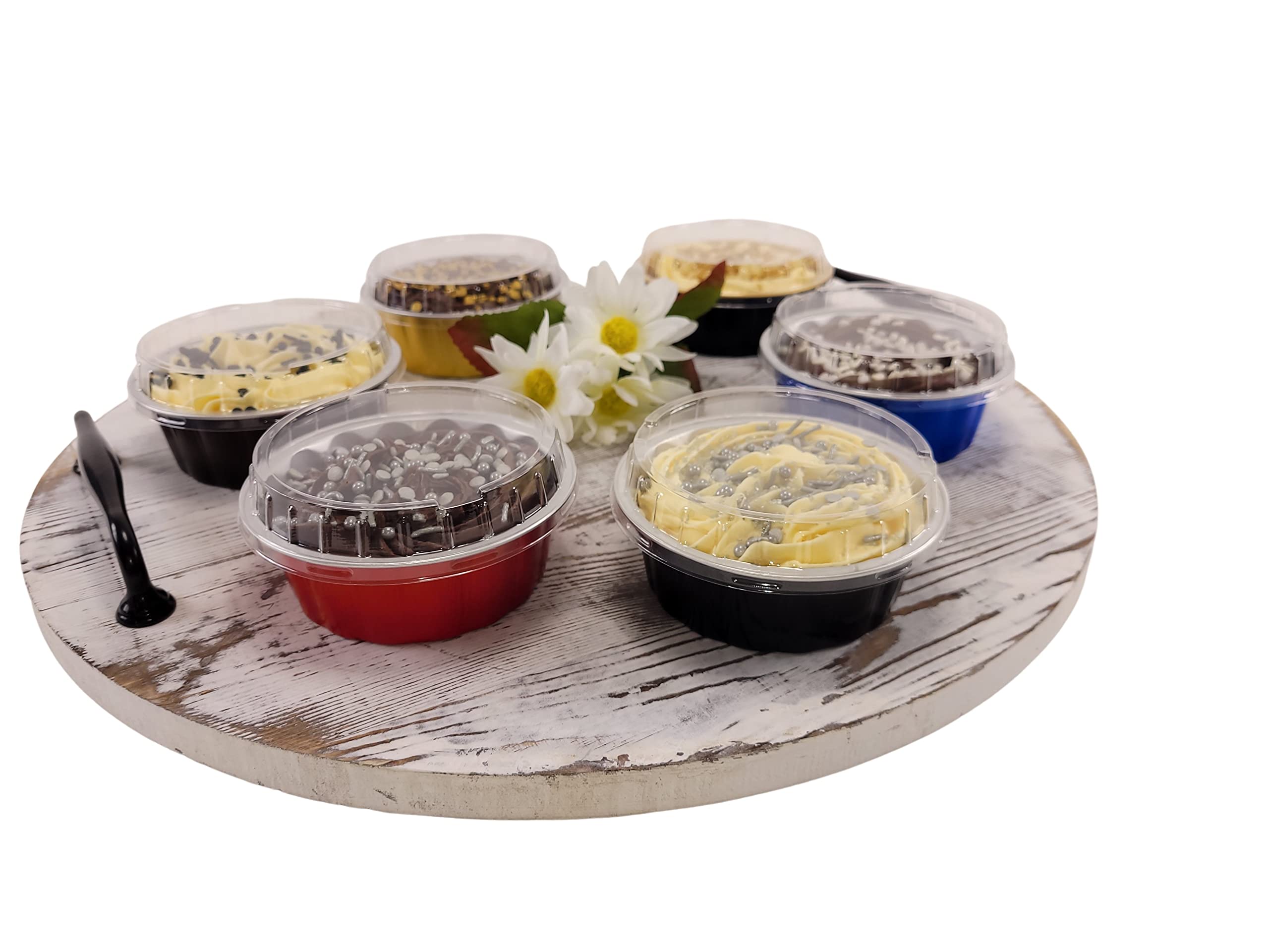 KitchenDance 8oz Disposable Gold Aluminum Foil Baking Cups with Lids - Round Tart Pans for Desserts, Cakes & Food Storage - Perfect for Home Baking, Party Serving & Meal Prep (500-Pack, Gold)