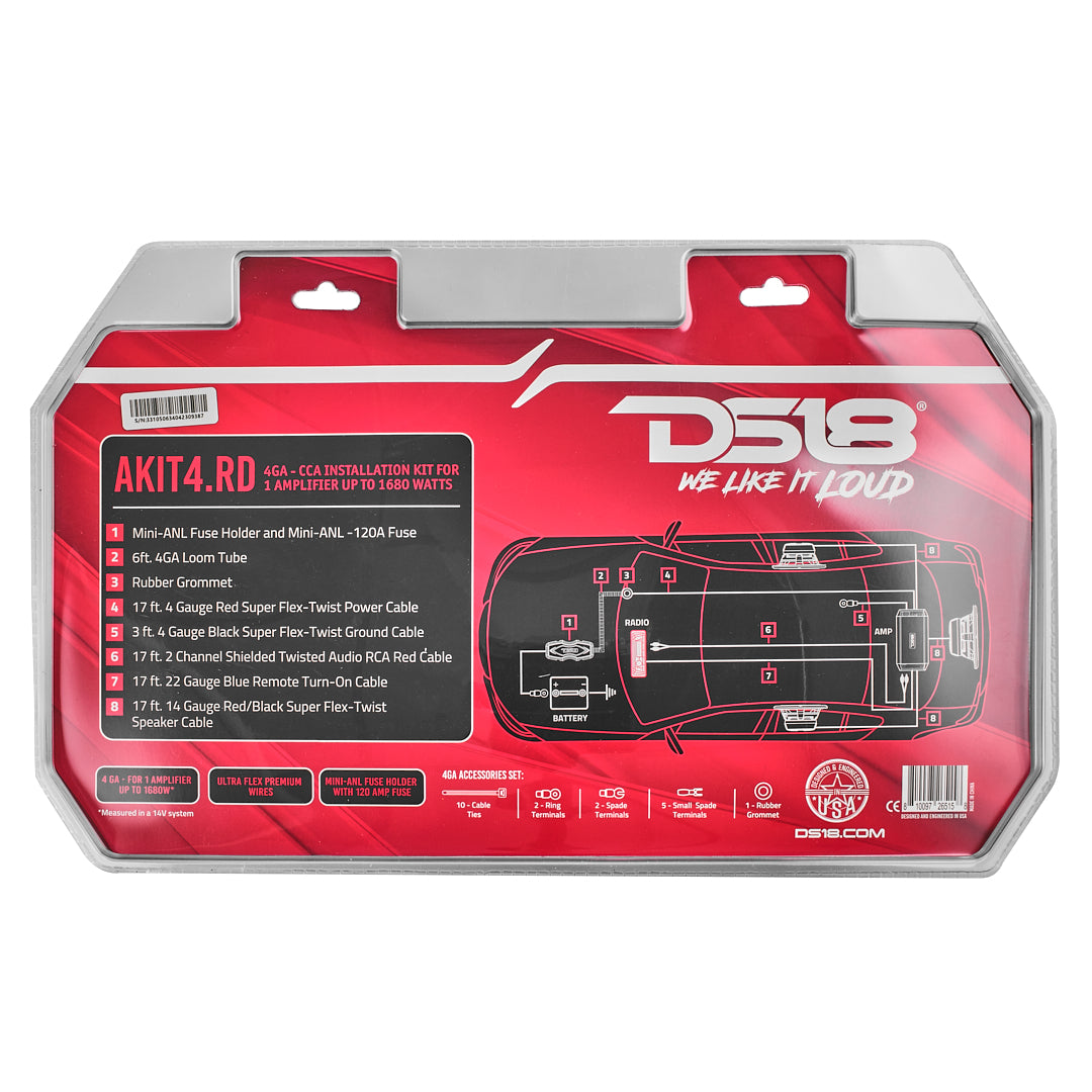 4 Gauge Amplifier Wiring Kit - High Power Car Audio Amp Install Kit with RCA Cables & Fuse Holder for Enhanced Sound System | Perfect for Car, Truck, SUV Stereo Upgrades