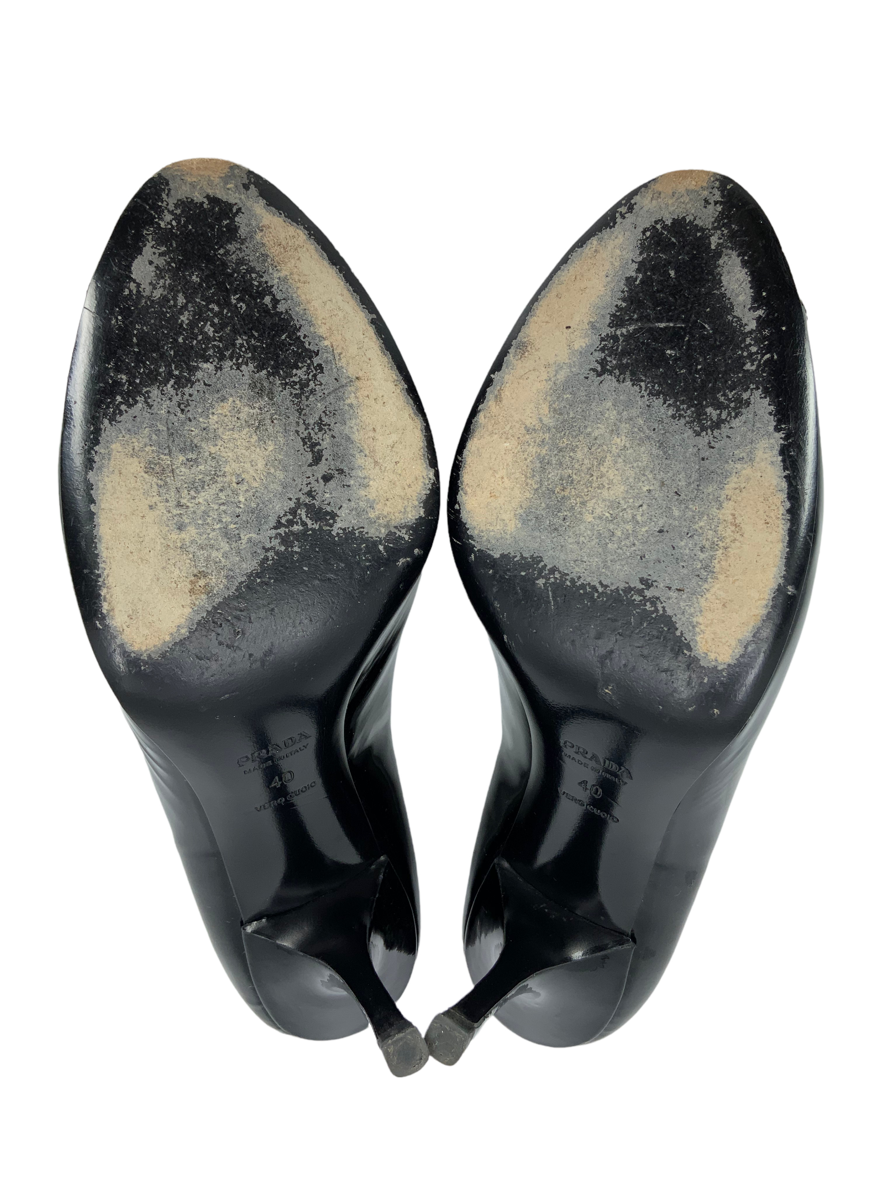 Prada Women's Patent Leather Peep Toe Pumps Size 10 - Elegant High Heels for Office, Party & Wedding Events