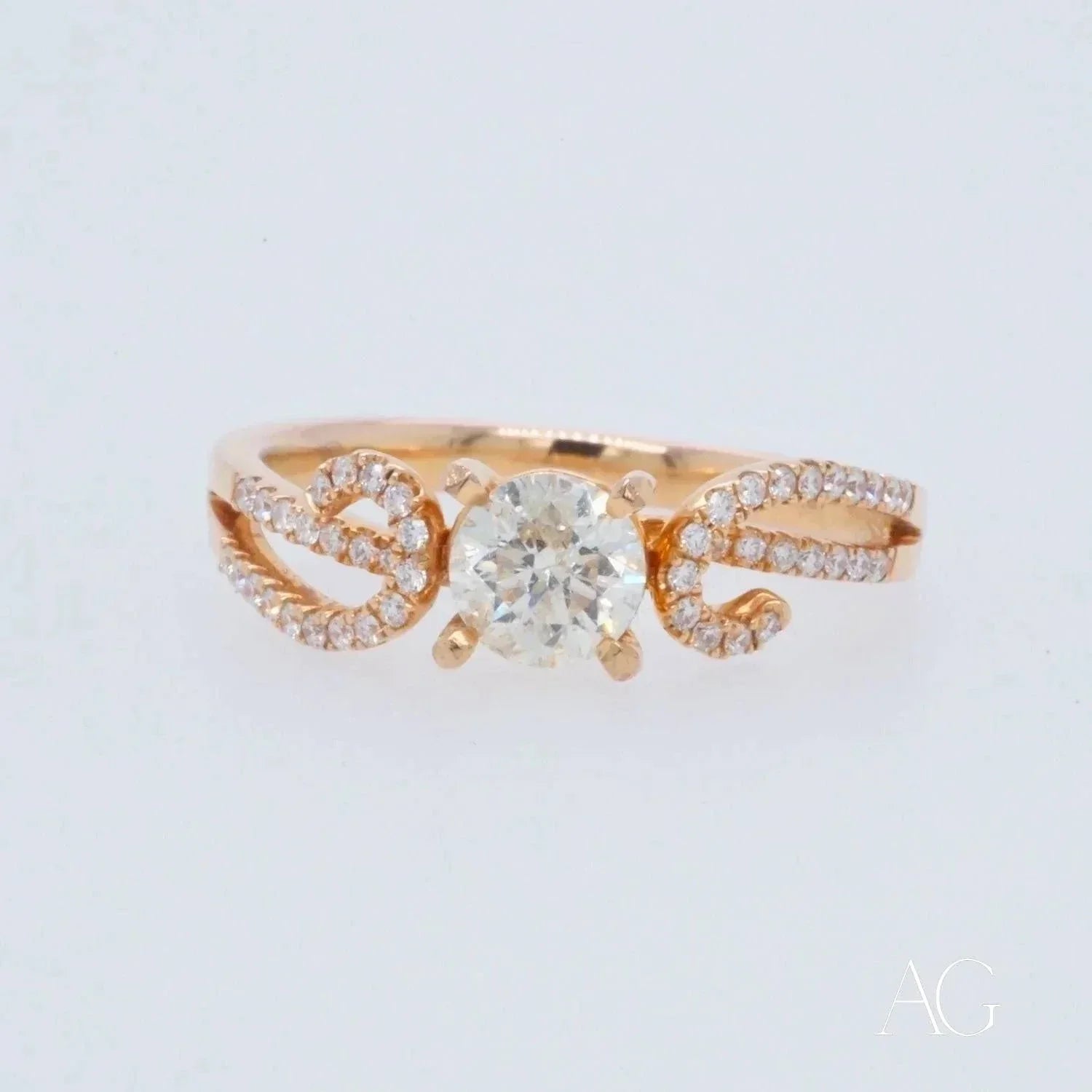 18k Rose Gold Diamond Ring for Women - Elegant & Romantic Engagement, Wedding, Anniversary Jewelry Gift - Perfect for Proposals, Bridal, and Special Occasions