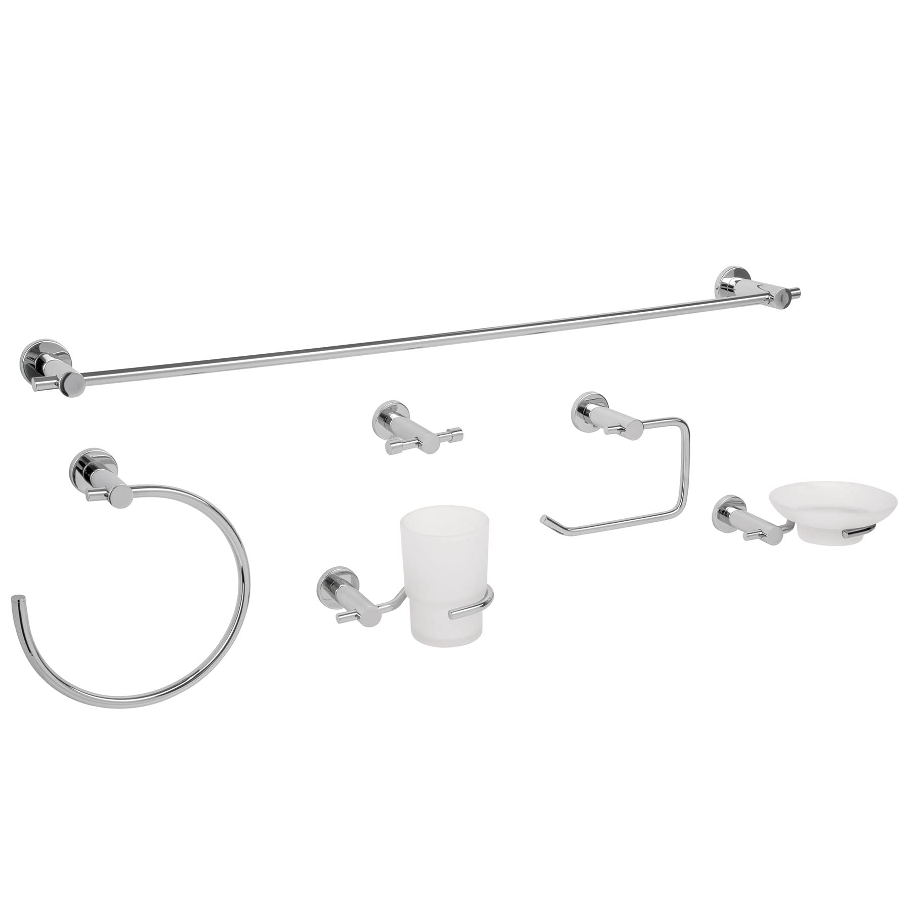 6-Piece Chrome Bathroom Accessory Set - Shower Caddy, Soap Dispenser & More for Modern Bathroom Decor