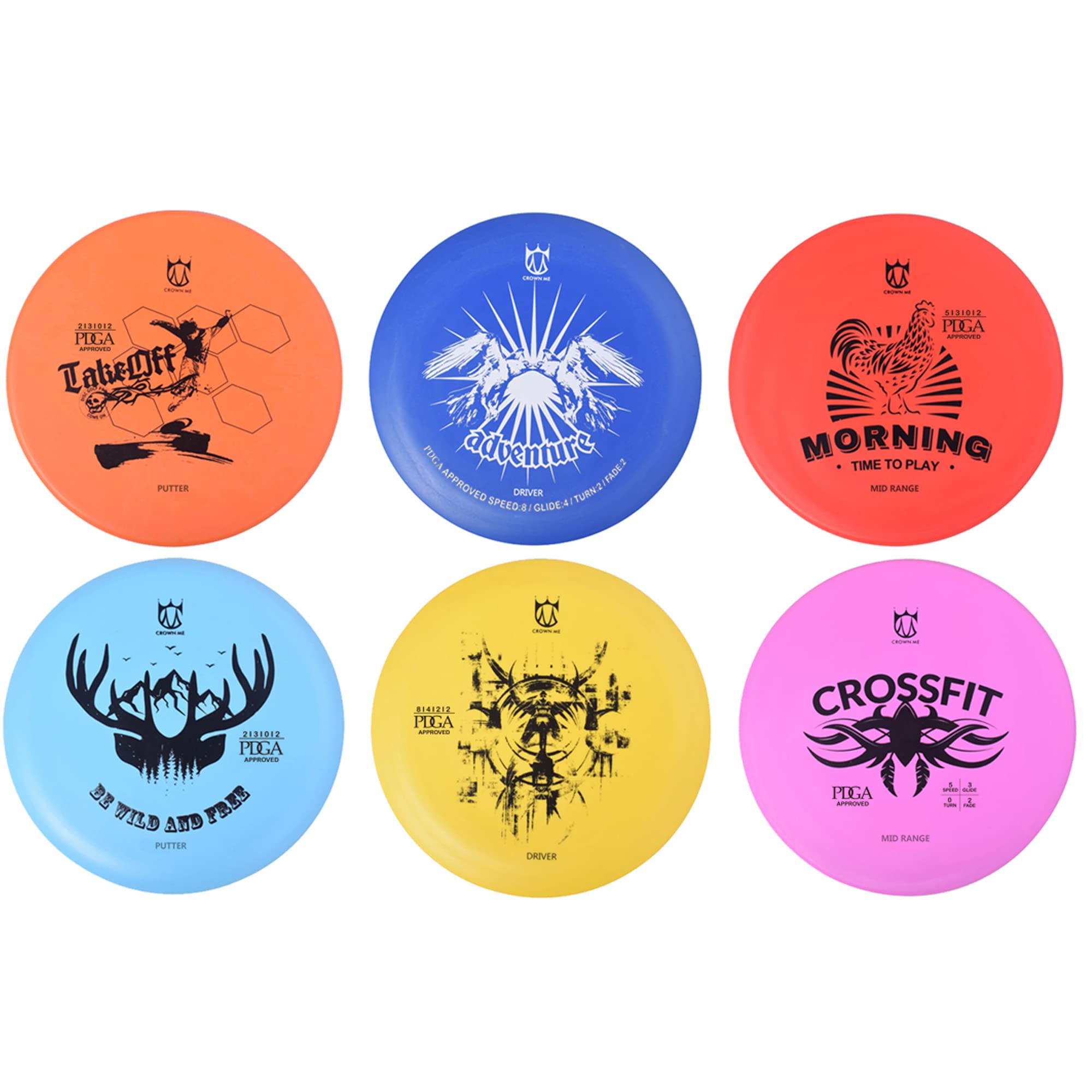 CROWN ME Disc Golf Starter Set - 6 Discs, Bag & Accessories for Beginners | Outdoor Sports
