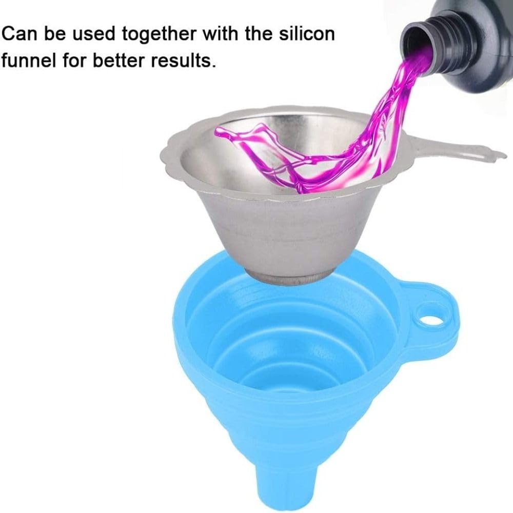 Premium 3D Printer Resin Filter Kit - Silicone Collapsible Funnel with Stainless Steel Mesh for Easy Resin Recycling | Perfect for SLA/DLP 3D Printing & Jewelry Making